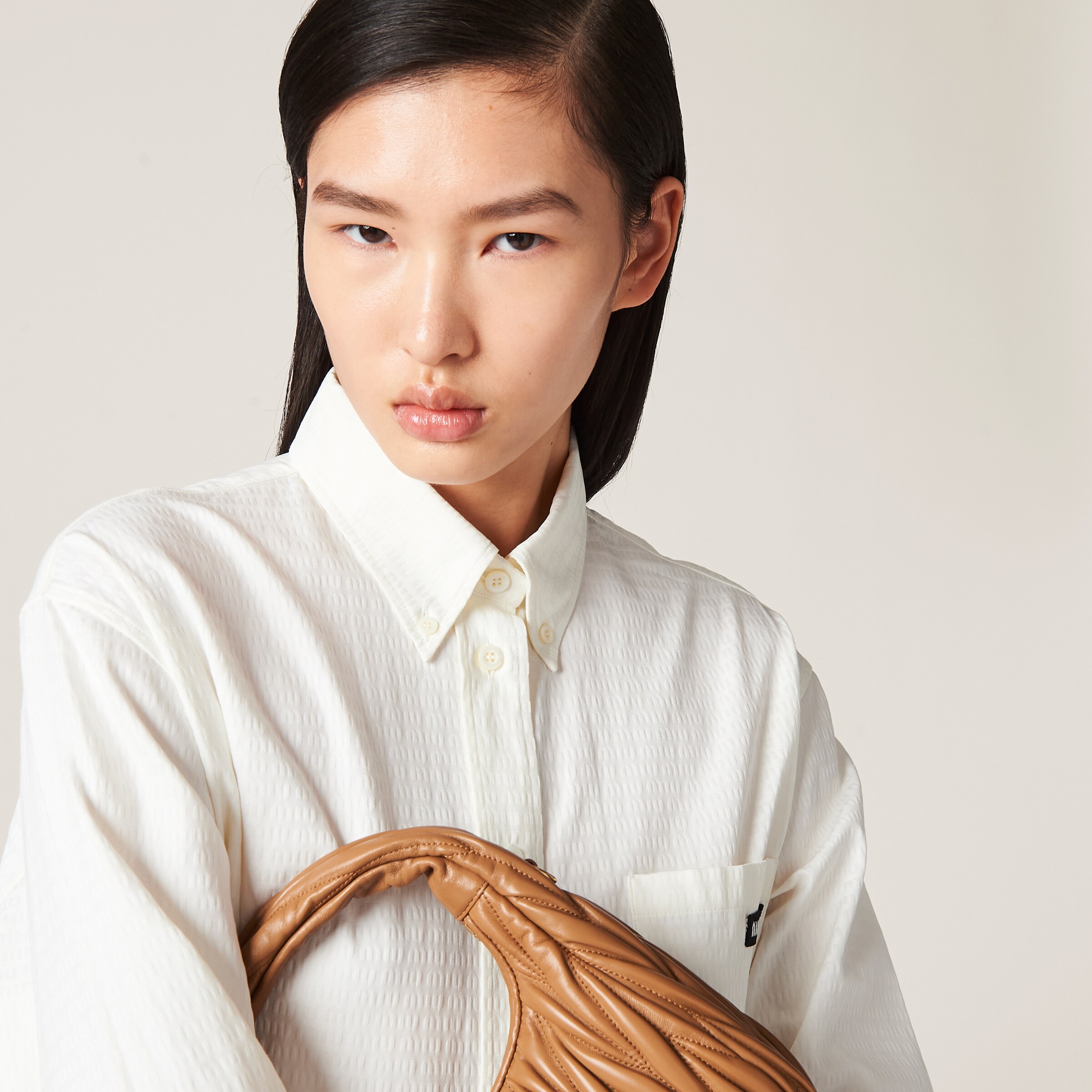 Miu Miu Women's Vichy Cotton Shirt White