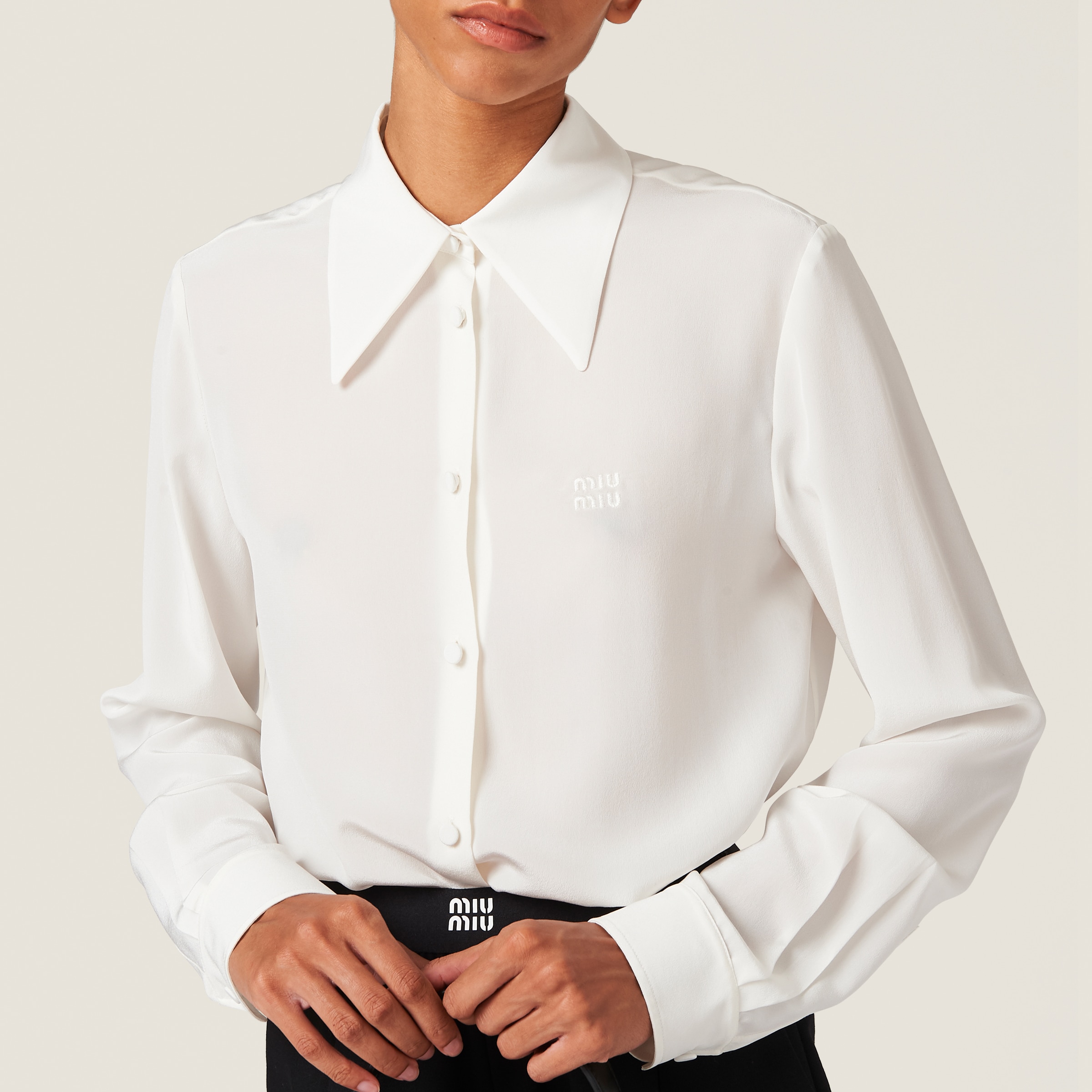 アイボリー クレープ デ シン シャツ | Miu Miu