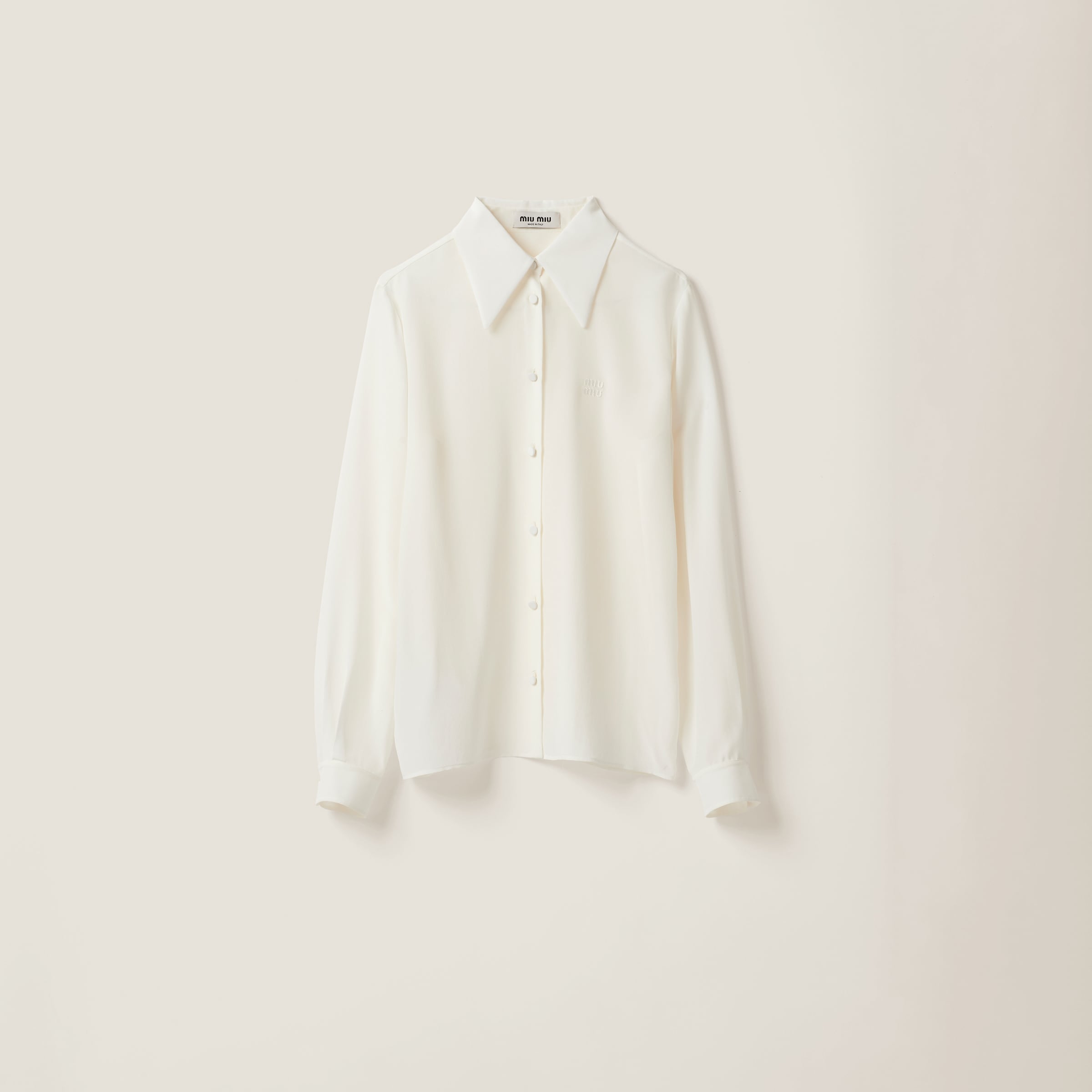 Miu Miu Crepe De Chine Shirt In Ivory