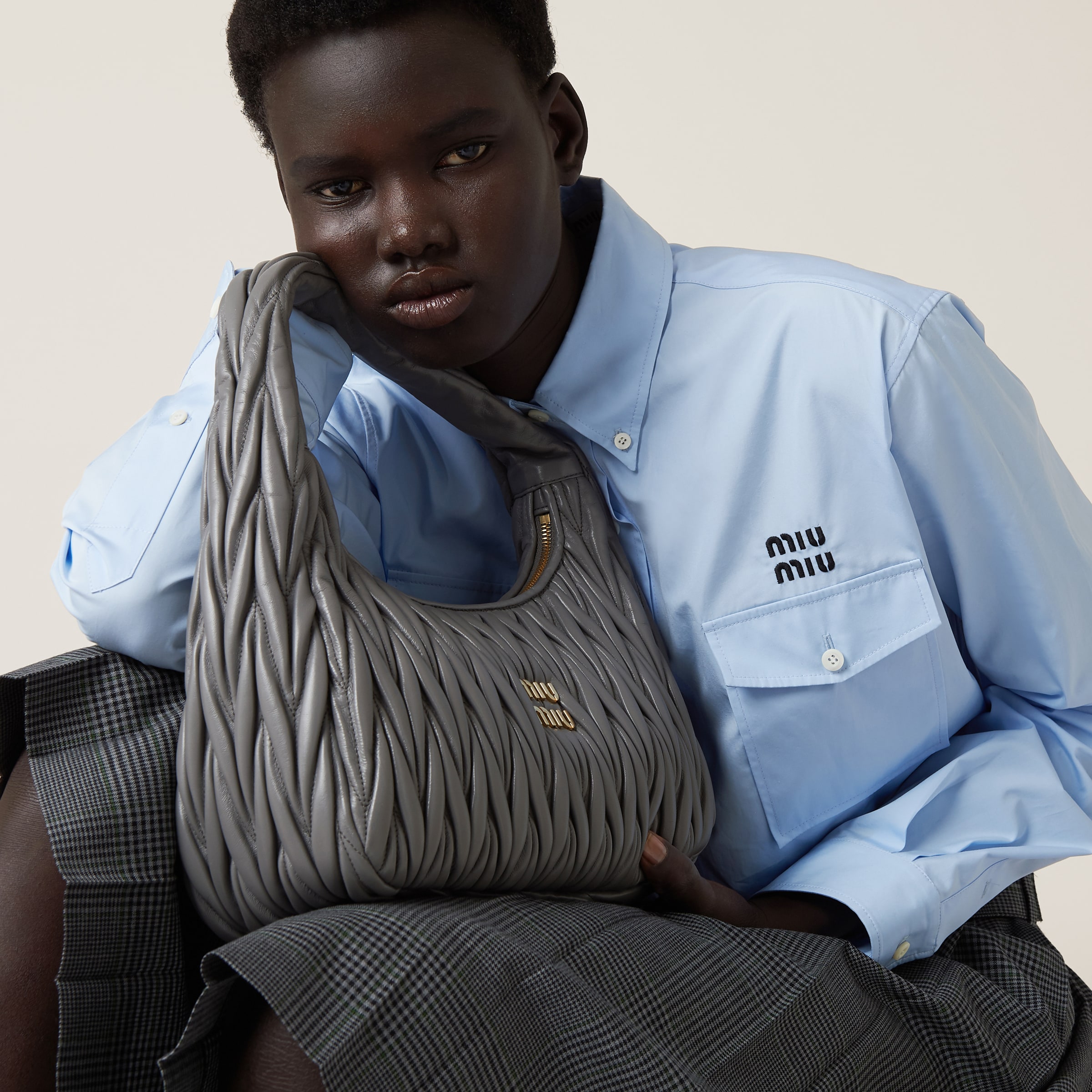 Sky Blue Poplin Shirt | Miu Miu