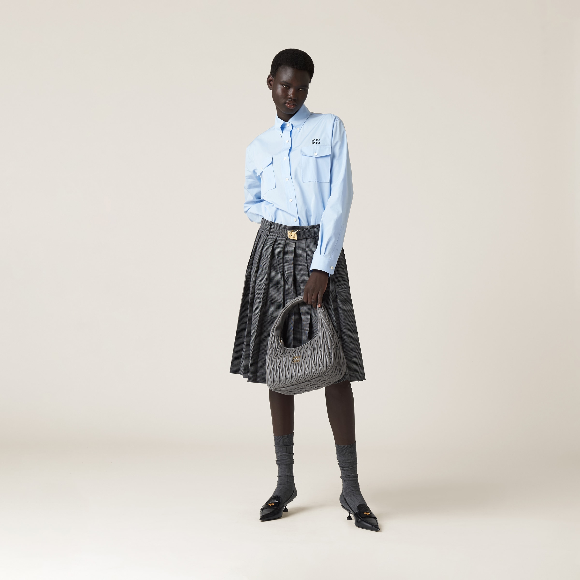 Sky Blue Poplin Shirt | Miu Miu