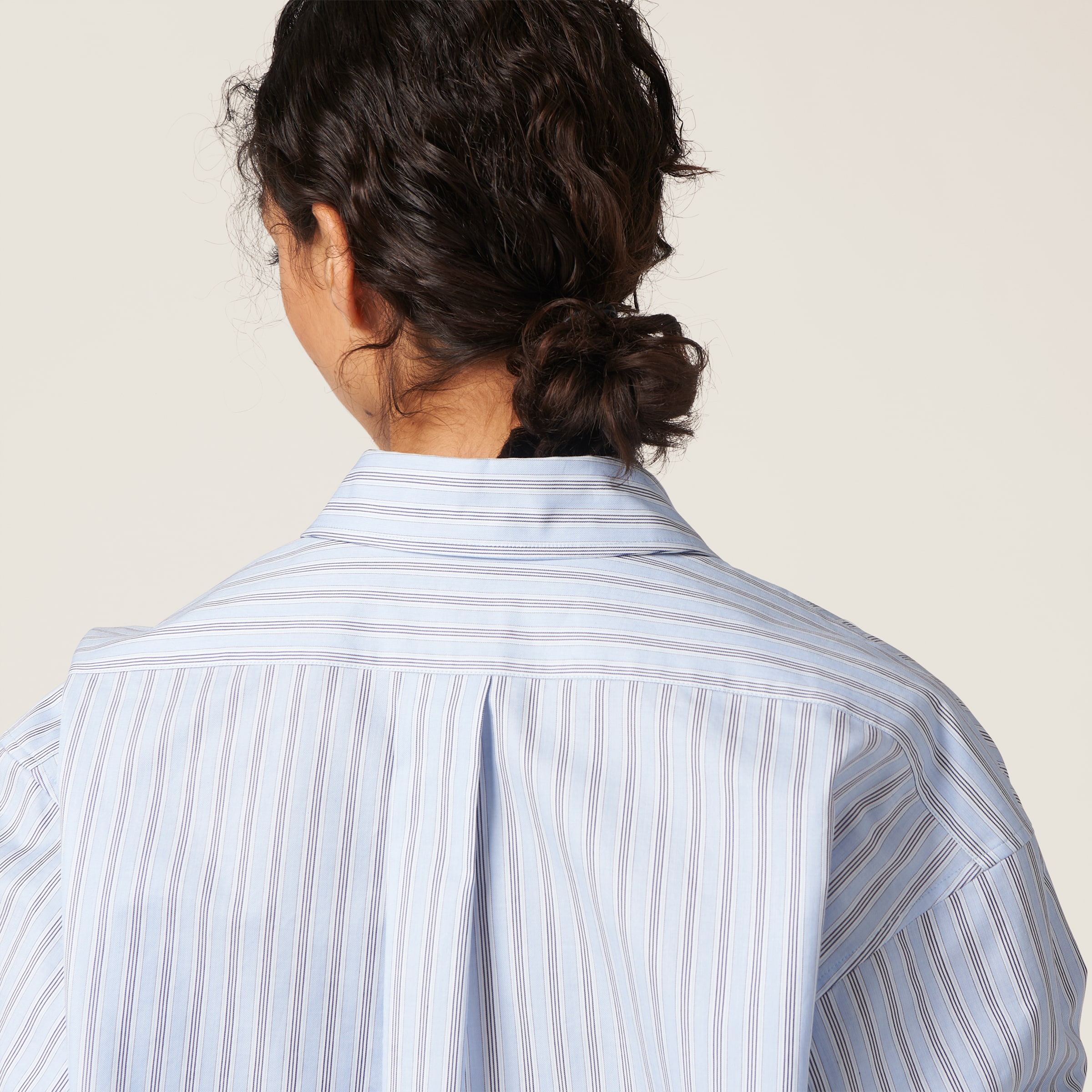 Shop Miumiu Striped Cotton Shirt In Light Blue/blue