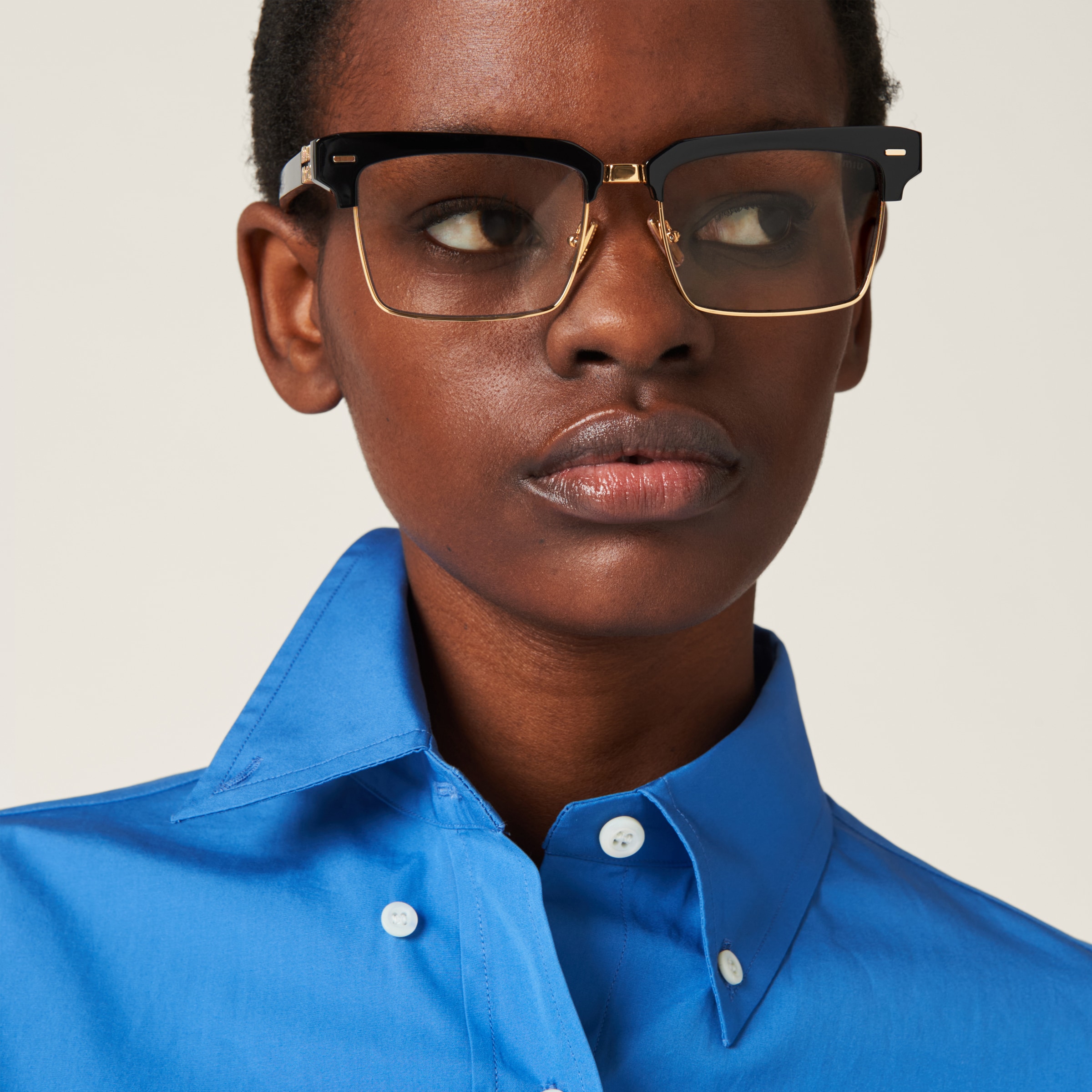 Miu Miu Button-down Shirt With Classic Collar In Multi