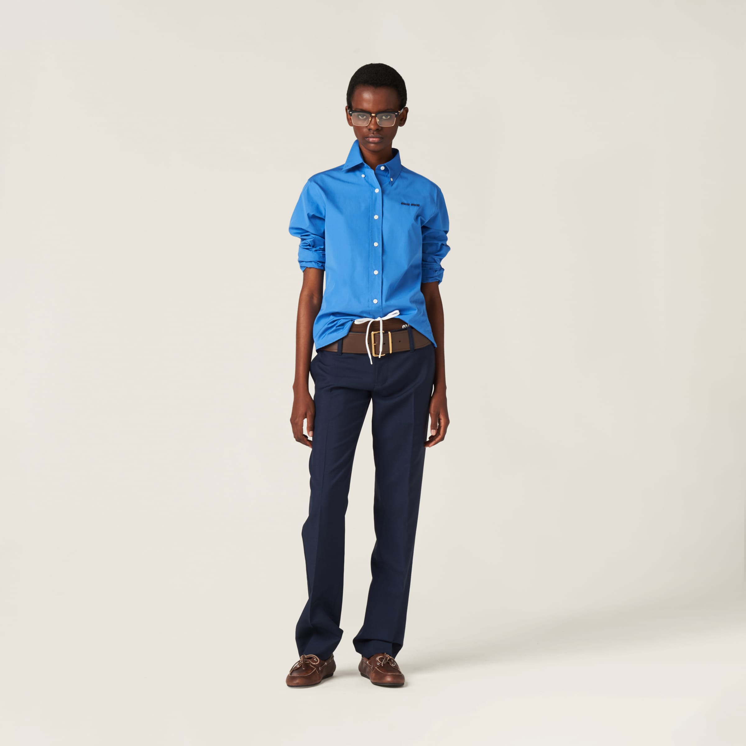 Miu Miu Button-down Shirt With Classic Collar In Multi