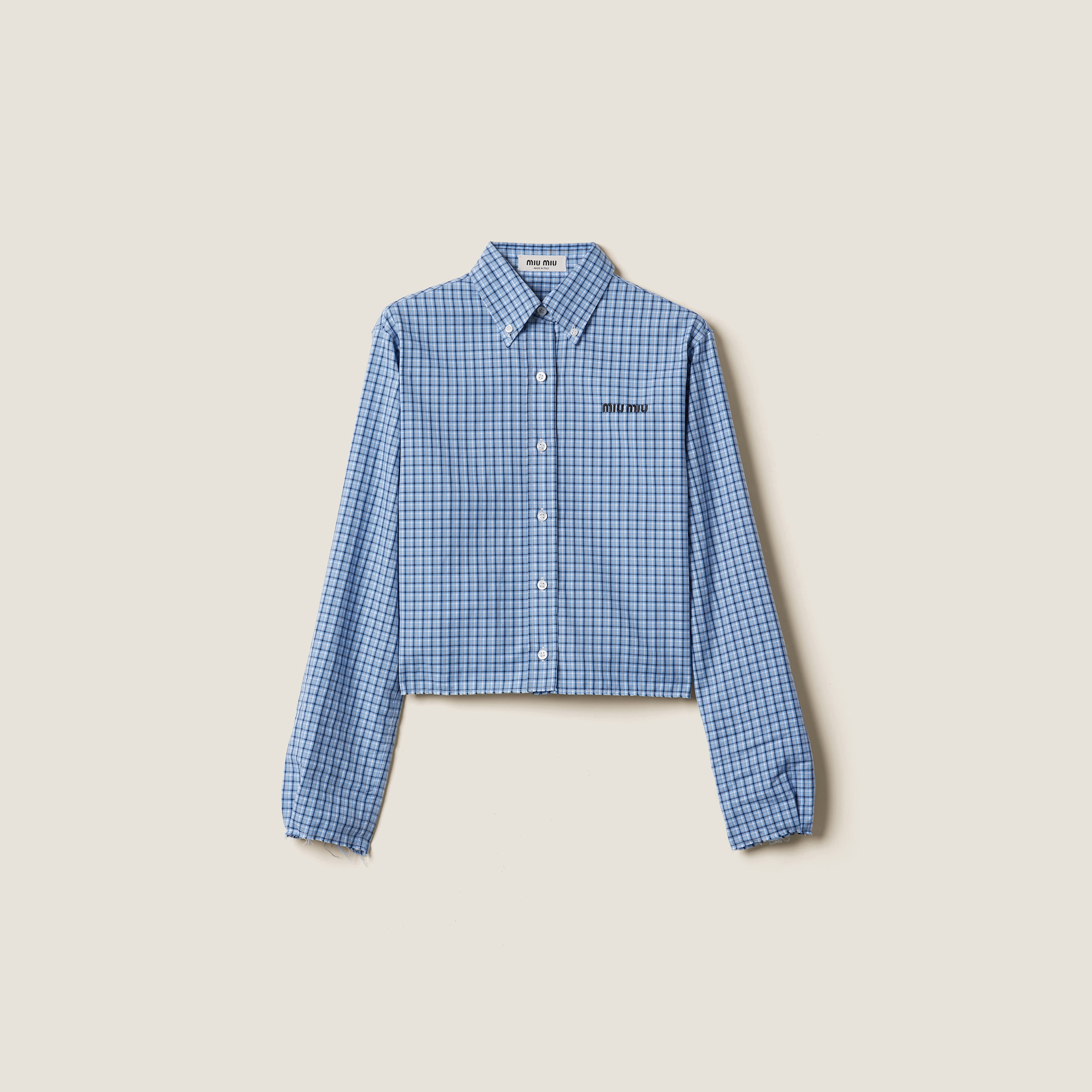 Miumiu Checked Shirt In Lightblue / Blue