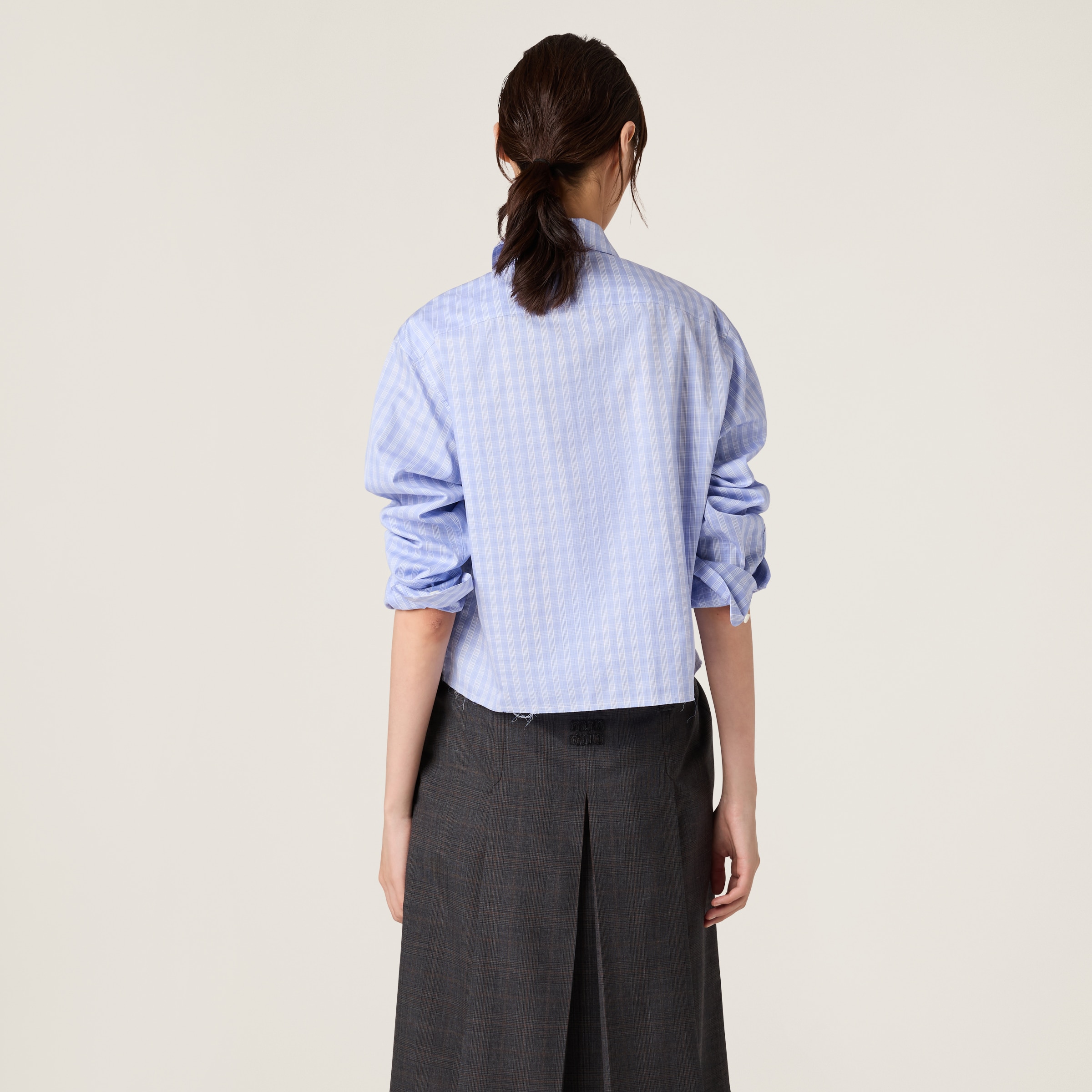 Light Blue/blue Checked Shirt | Miu Miu