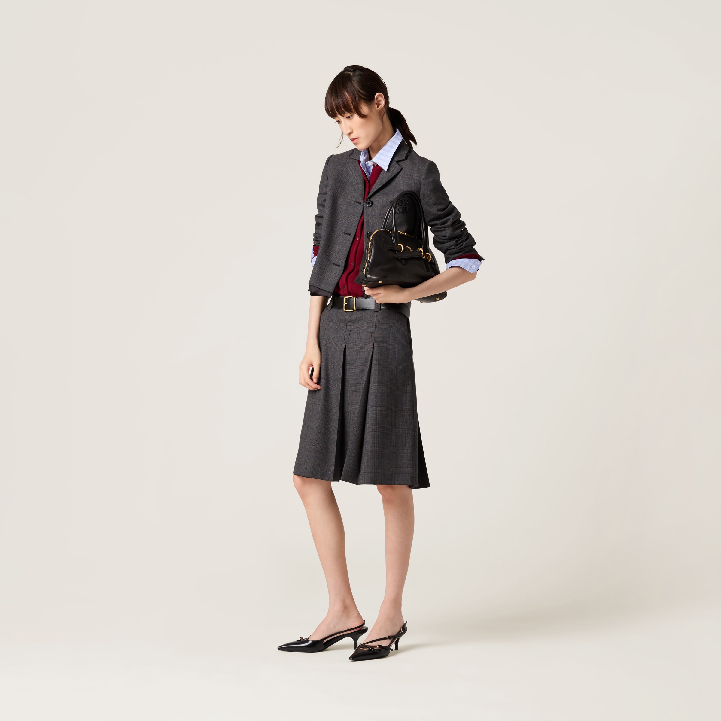 miumiu✴️チェックシャツ ブラウス 38 プラダジャパン ブラウン チェック シャツ | Miu Miu