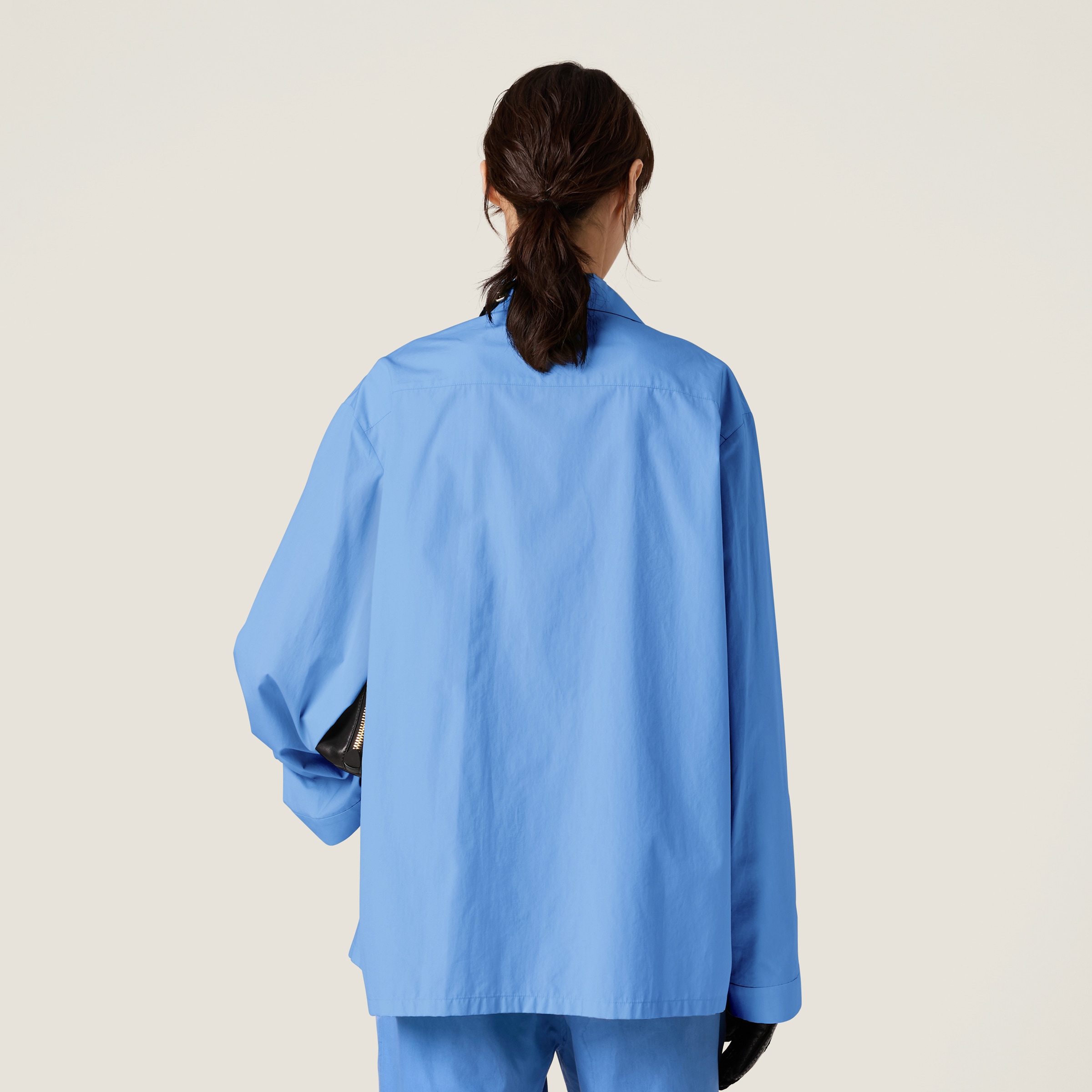 Miu Miu Poplin Shirt In Sapphire Blue