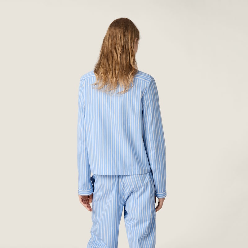 Striped poplin pajama shirt