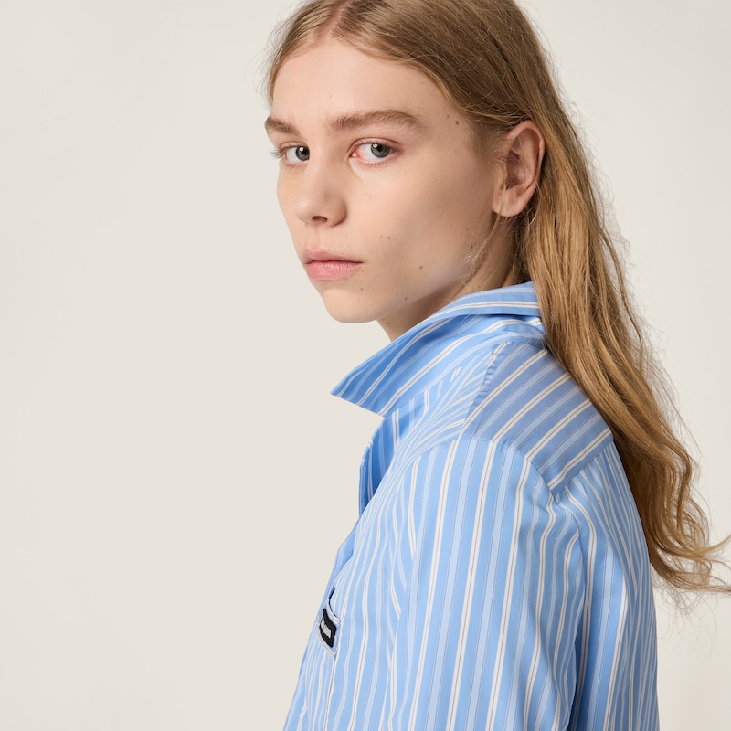 Striped poplin pajama shirt