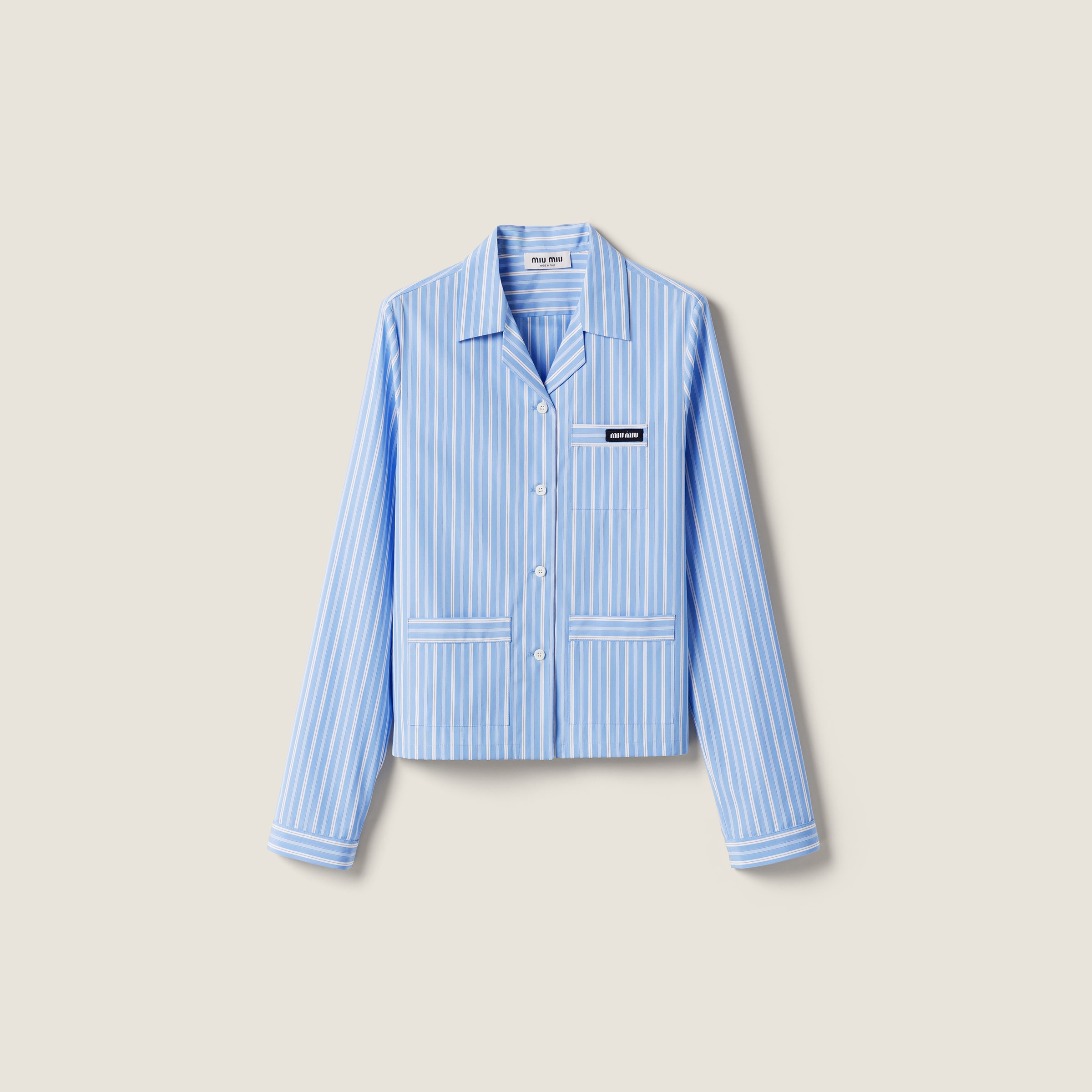 Miu Miu Striped Poplin Pajama Shirt