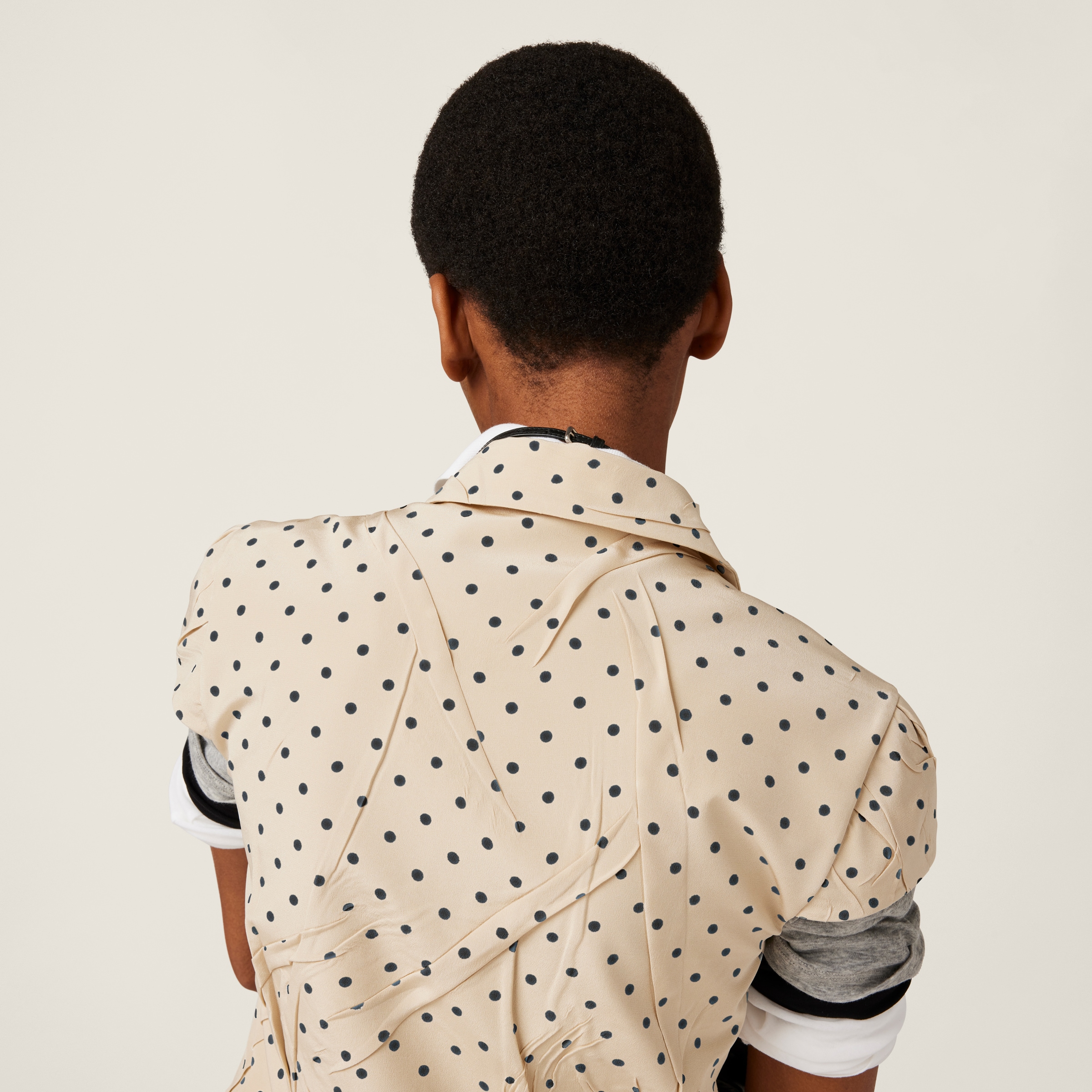 Ivory/black Polka-dot Crepe De Chine Shirt | Miu Miu