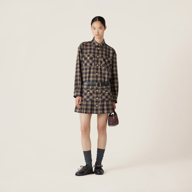 Camisa de lana con motivo tartán