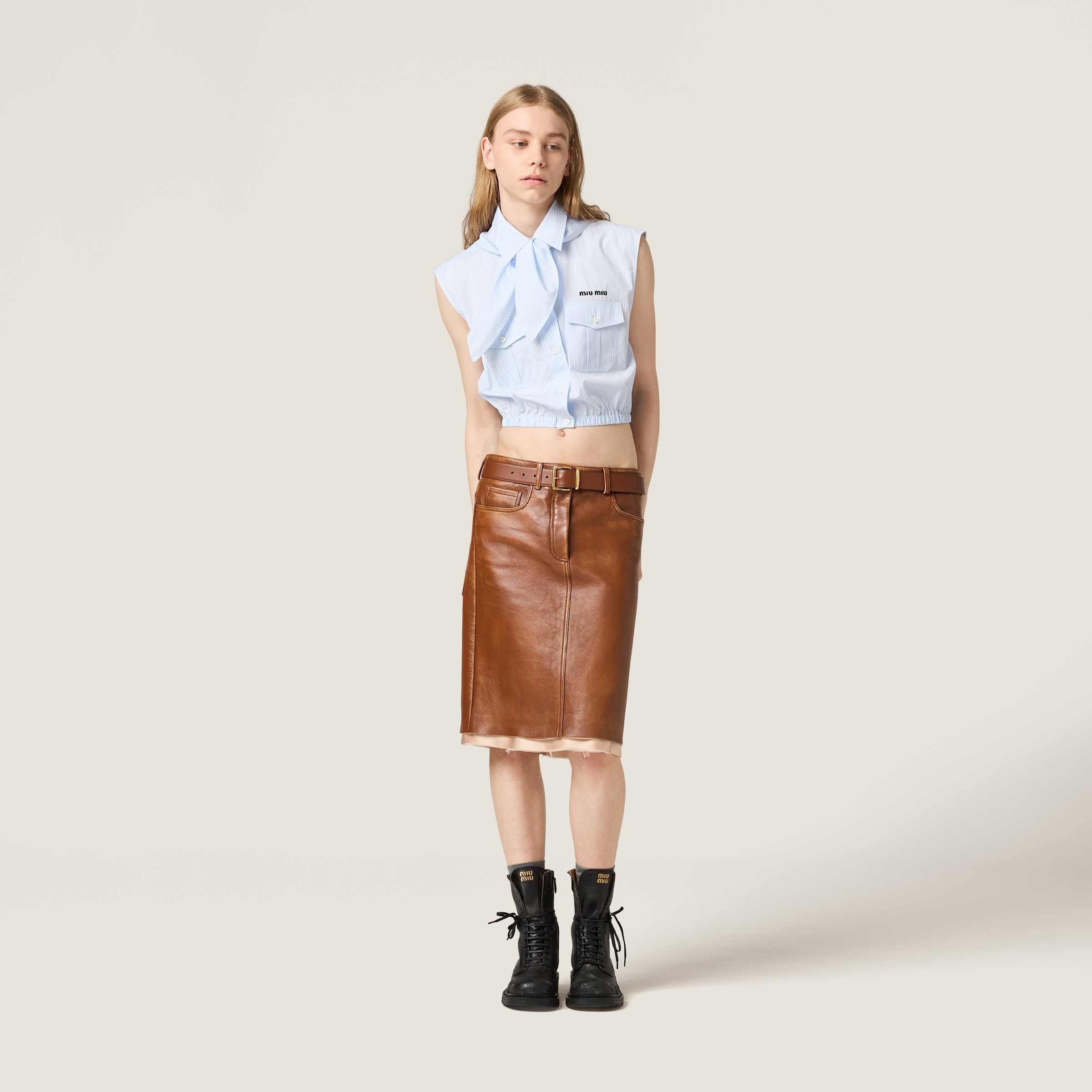Miu Miu Poplin Top In Blue