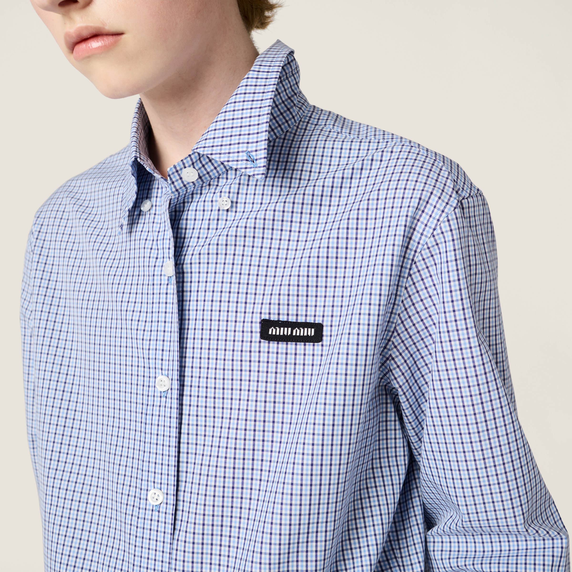 Miu Miu Checked Shirt In Blue
