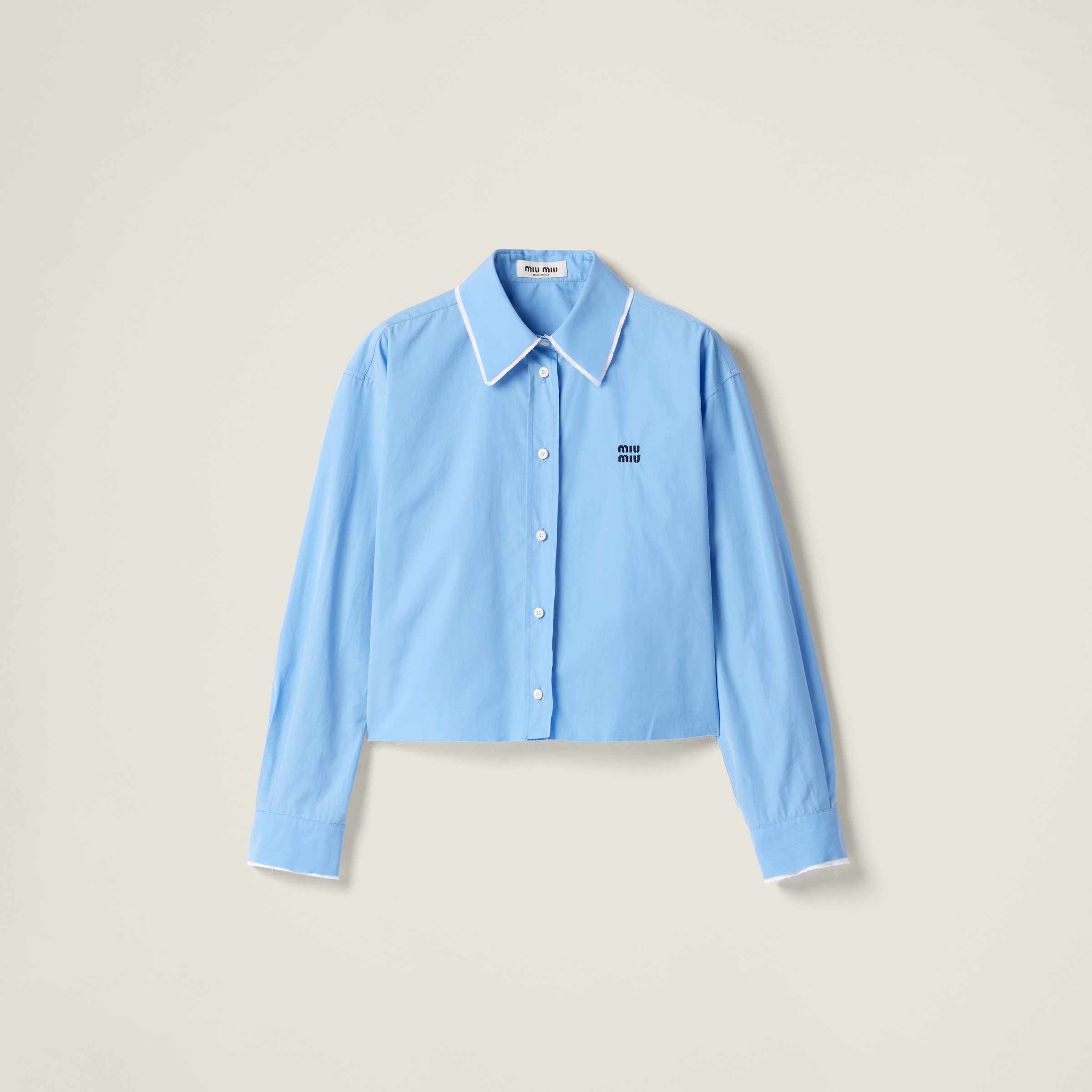 Blue/sky Blue Checked Poplin Shirt | Miu Miu