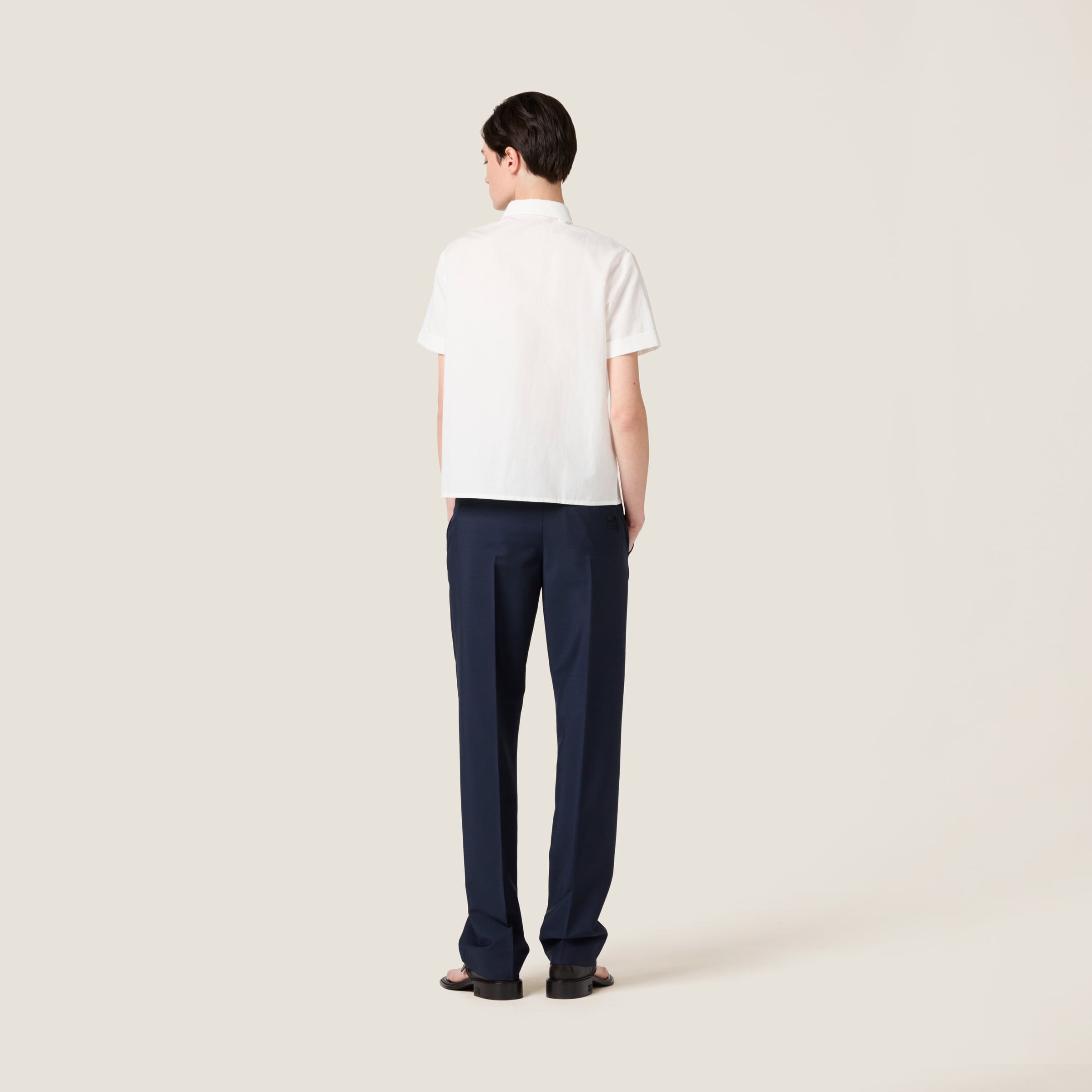 Miu Miu Slubbed Poplin Shirt In White