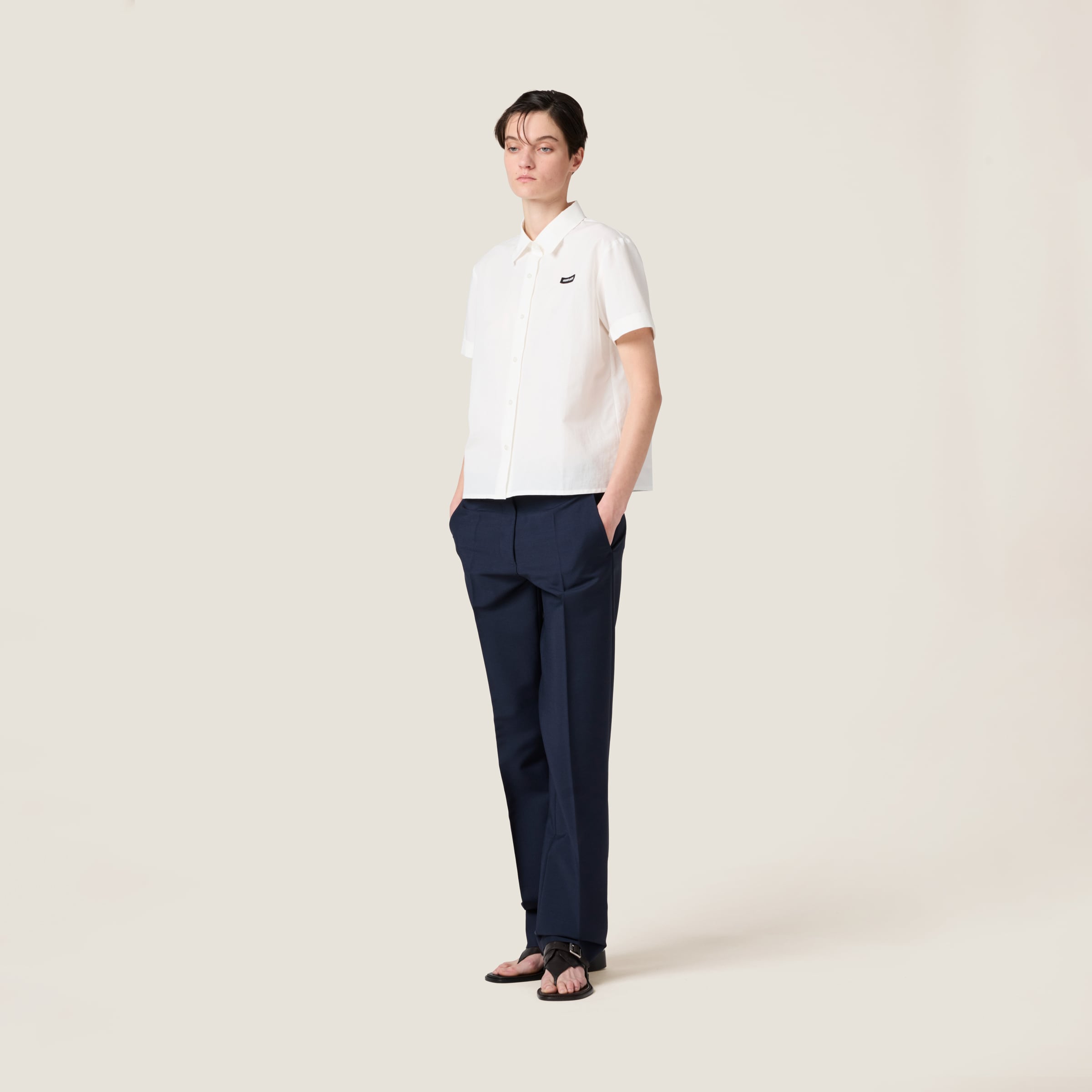 Miu Miu Slubbed Poplin Shirt In White