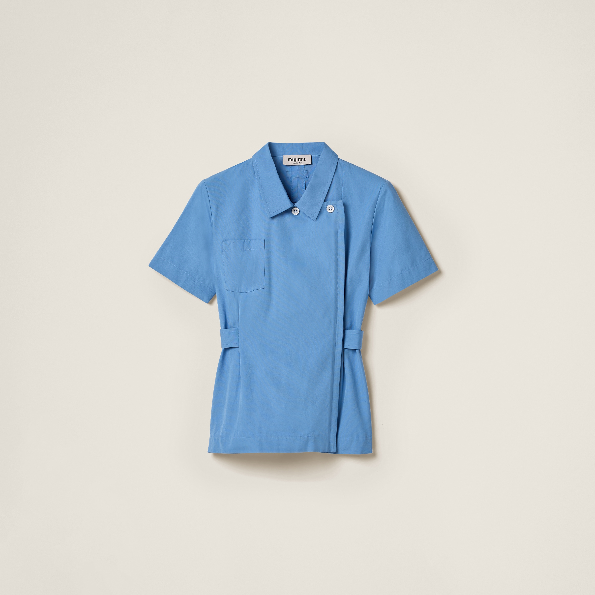 Miu Miu Poplin Shirt In Sapphire Blue