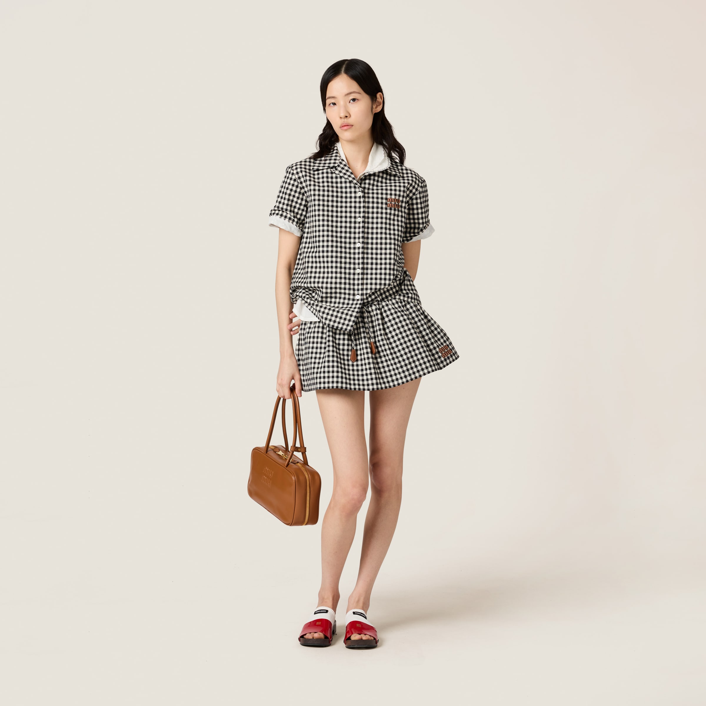 White/black Gingham Check Shirt | Miu Miu