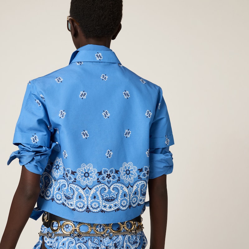 Camicia in popeline fiammato con stampa