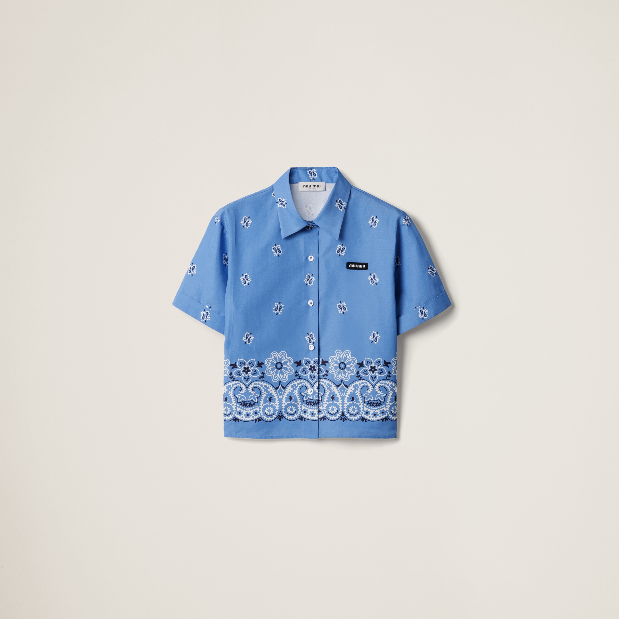 Miu Miu Printed Slubbed Poplin Shirt