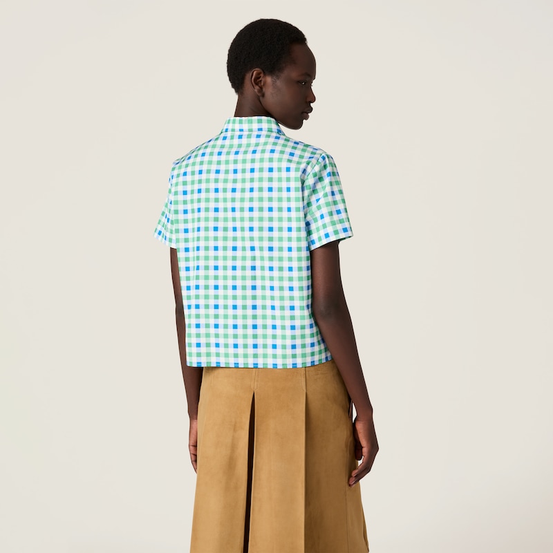 Gingham check poplin shirt