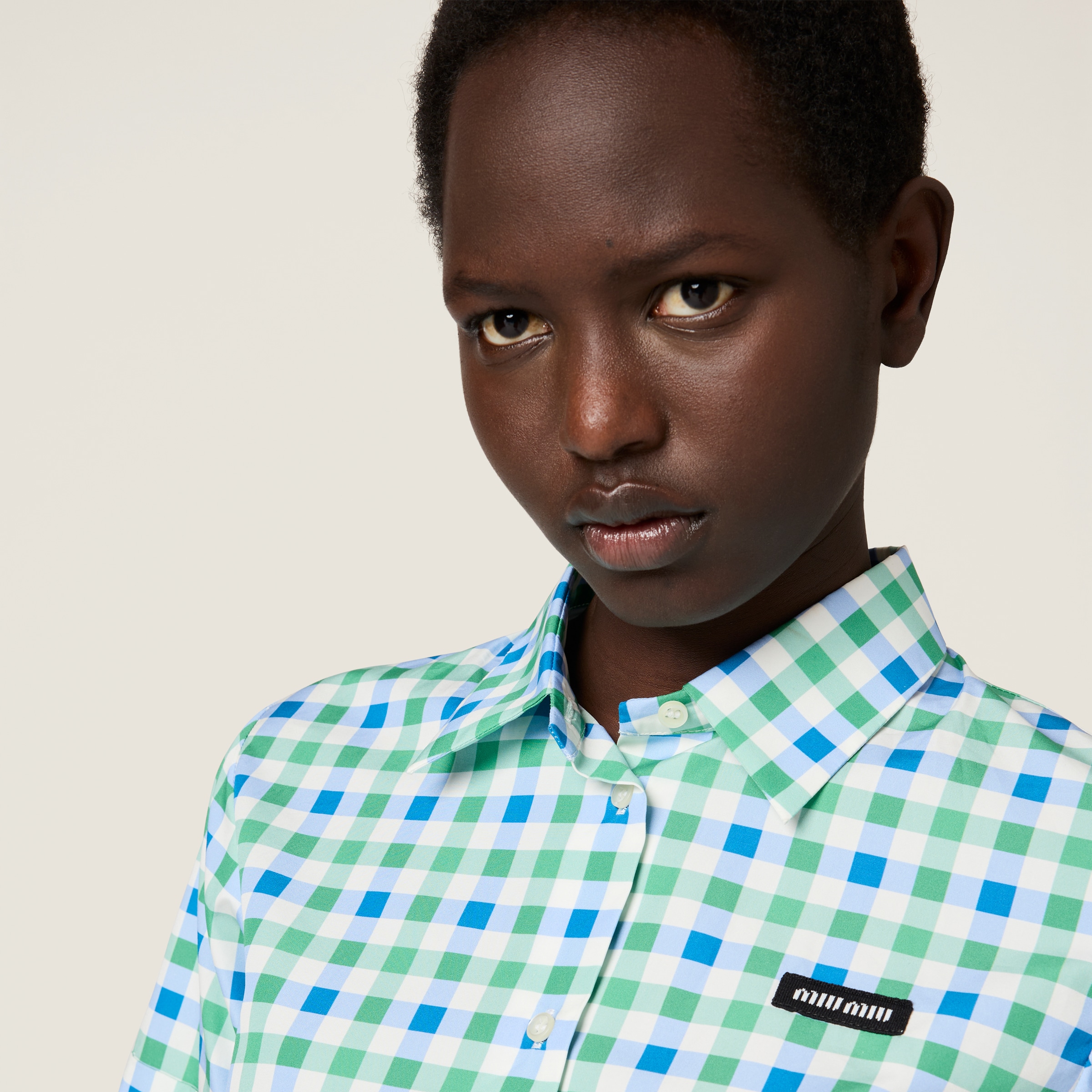 Miu Miu Gingham Check Poplin Shirt