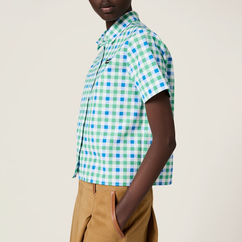 Gingham check poplin shirt