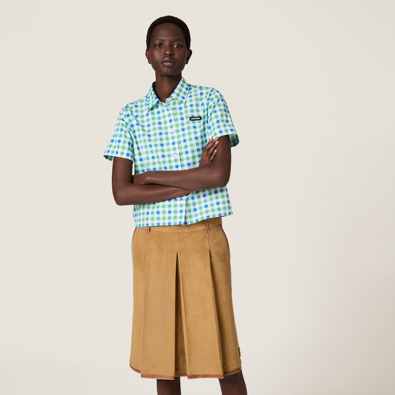 Gingham check poplin shirt