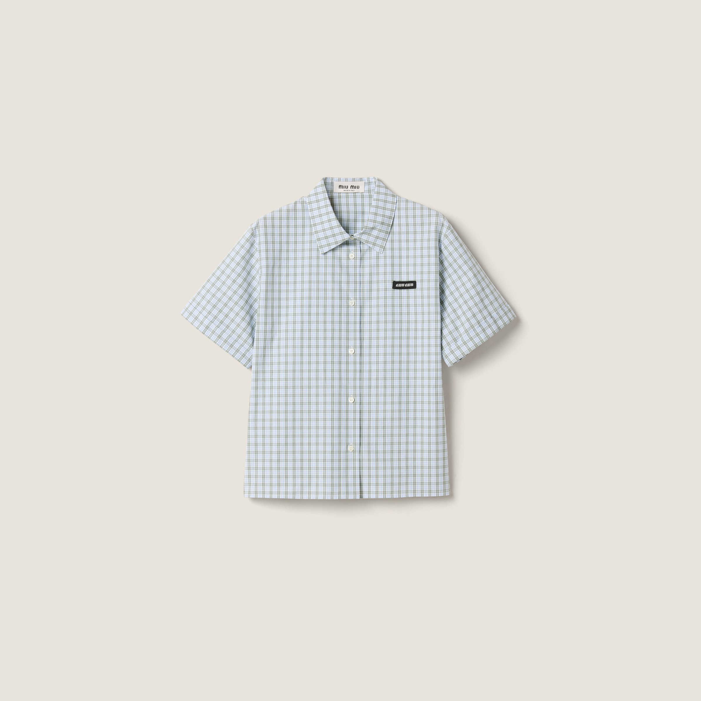 White/sage Green Checked Poplin Shirt | Miu Miu - United States