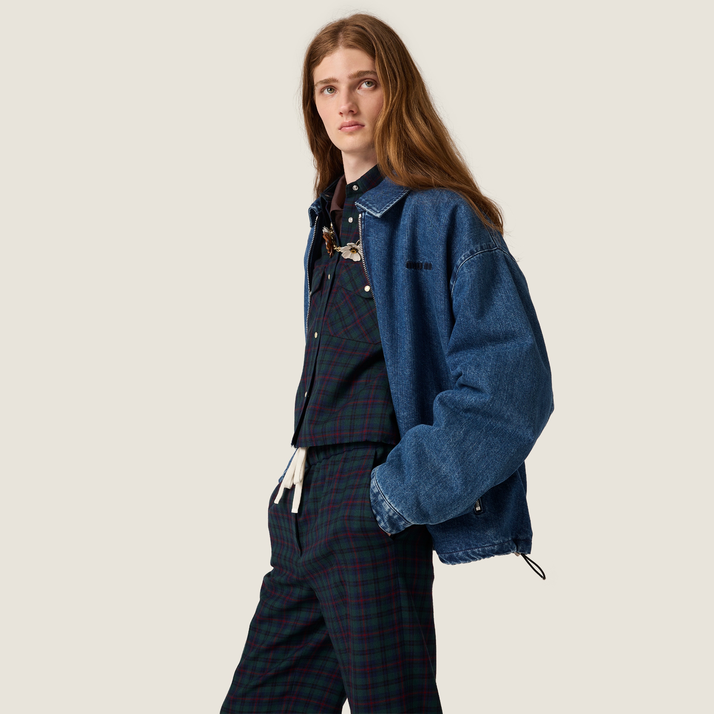 Miu Miu Plaid Shirt In Black