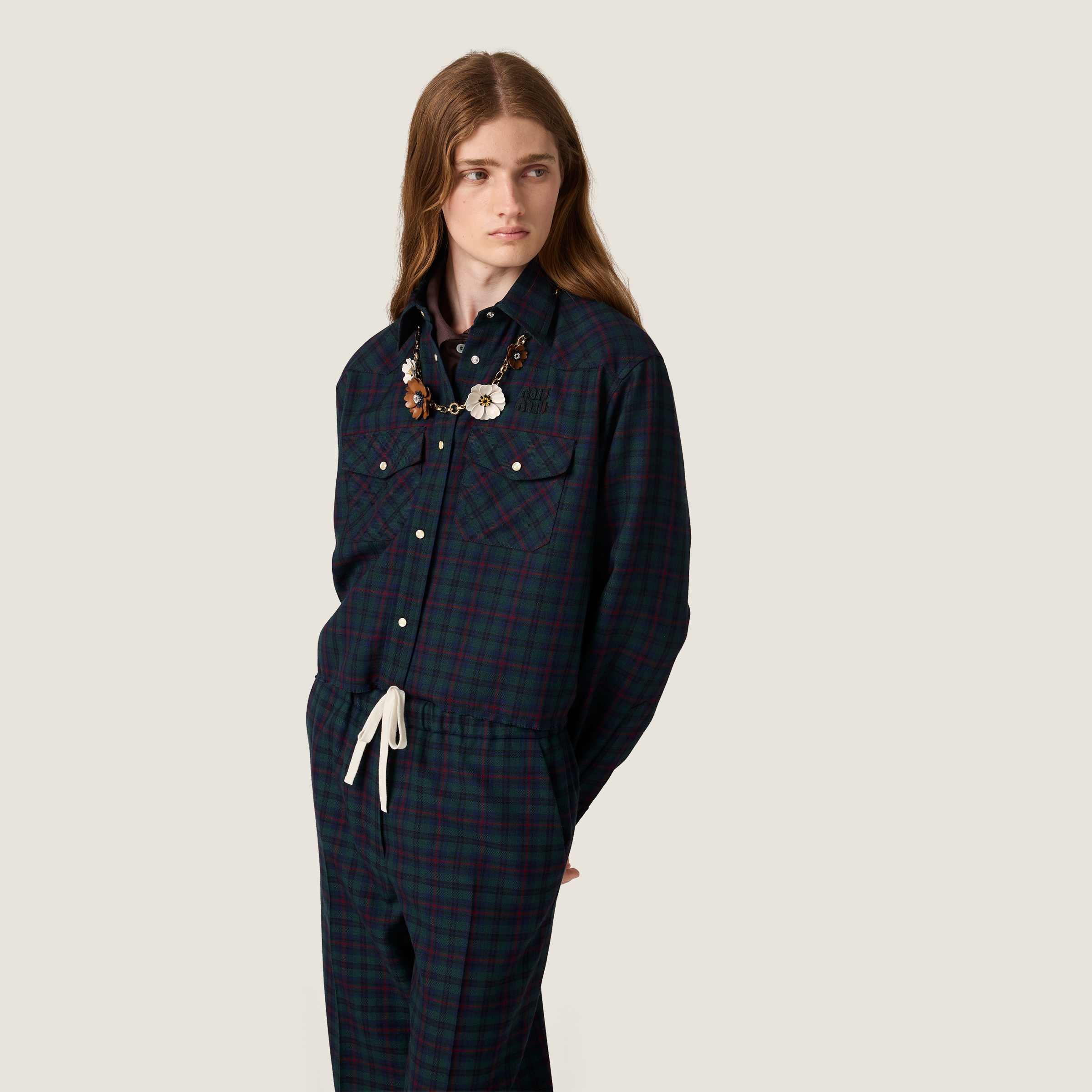 Miu Miu Plaid Shirt In Black