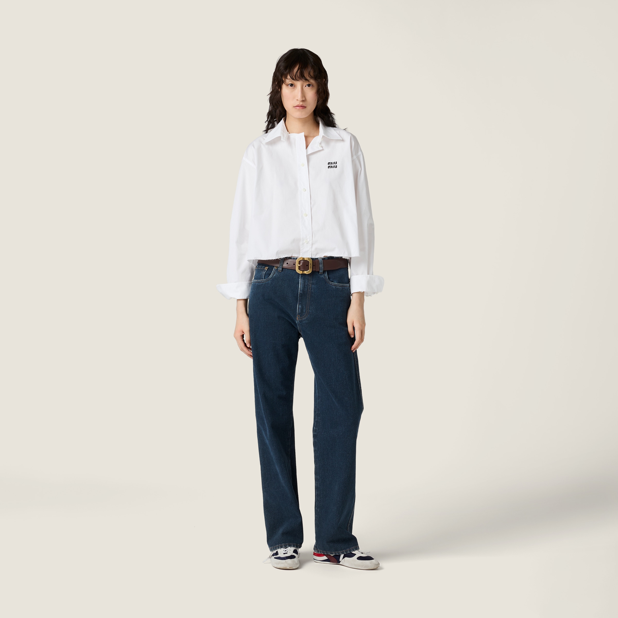 Miu Miu Poplin Shirt In White