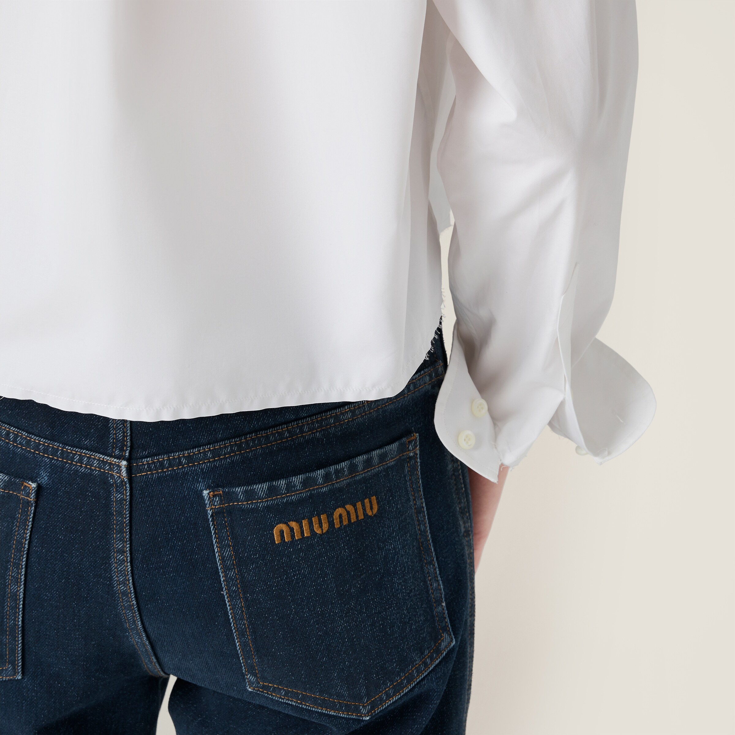 White Poplin Shirt | Miu Miu - United States