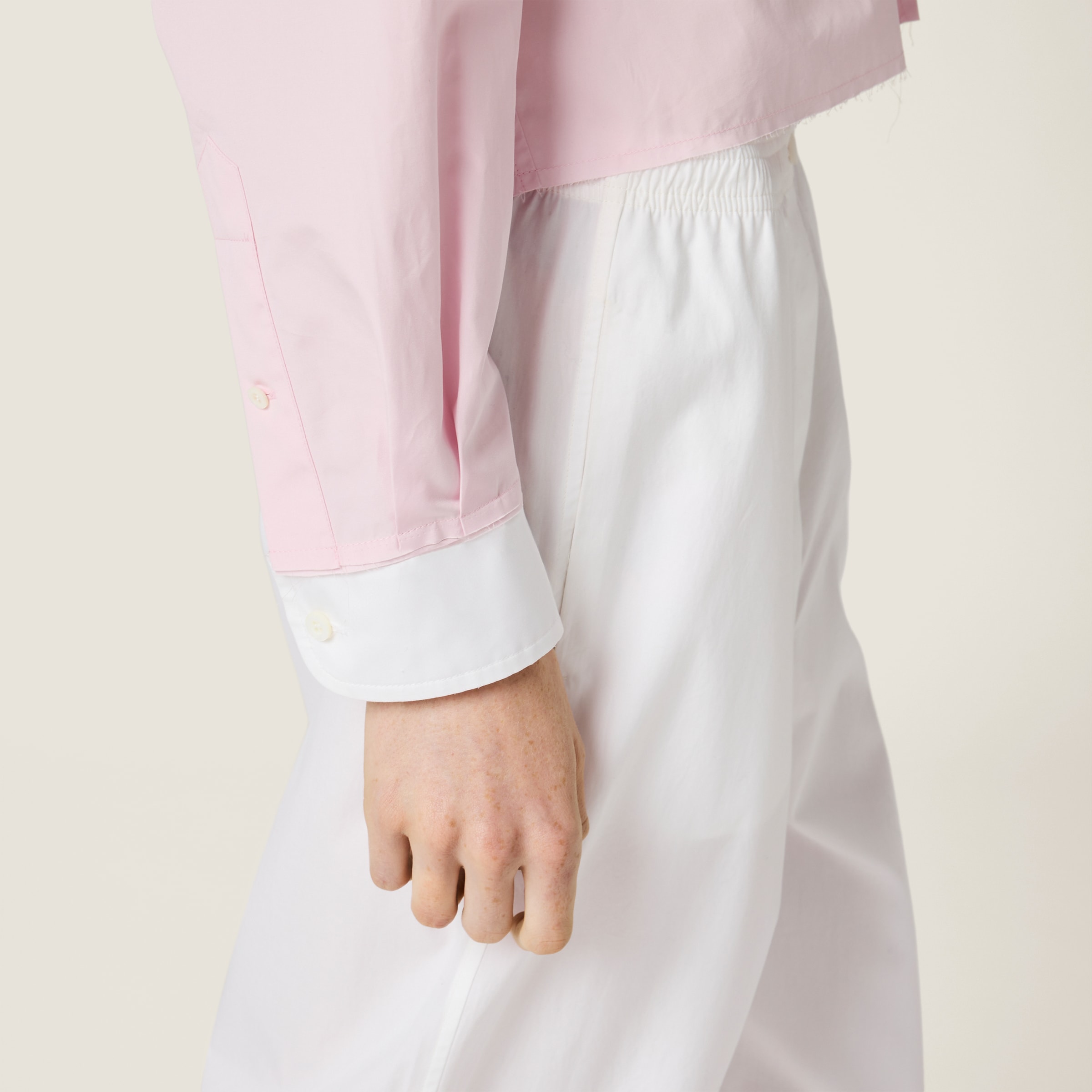 Tシャツ・カットソー MiuMiu FW25 Miu Miu Shirts Pink (MK1971 10RGF0028) Pink Poplin Shirt | Miu Miu