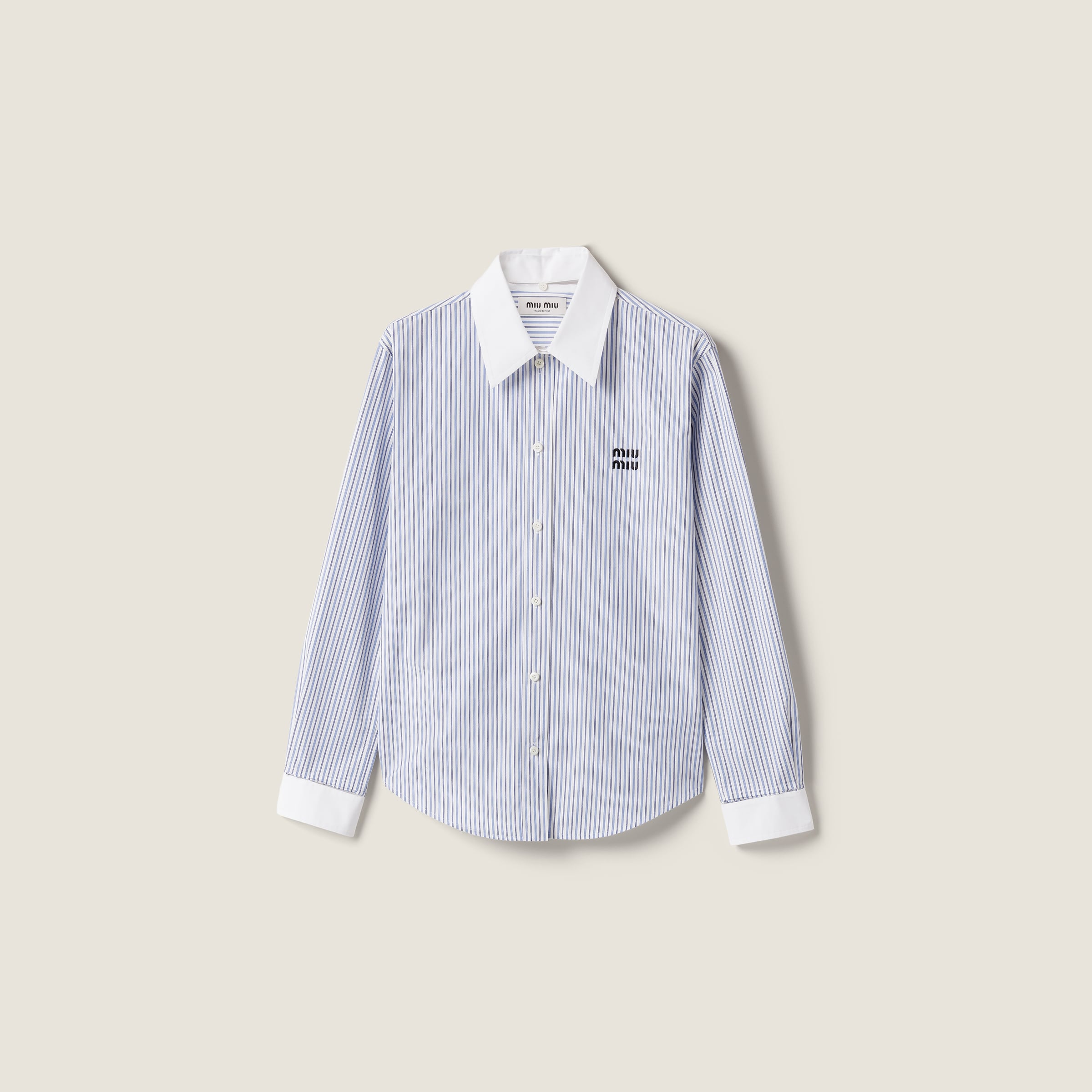 Miu Miu Striped Poplin Shirt In Multi