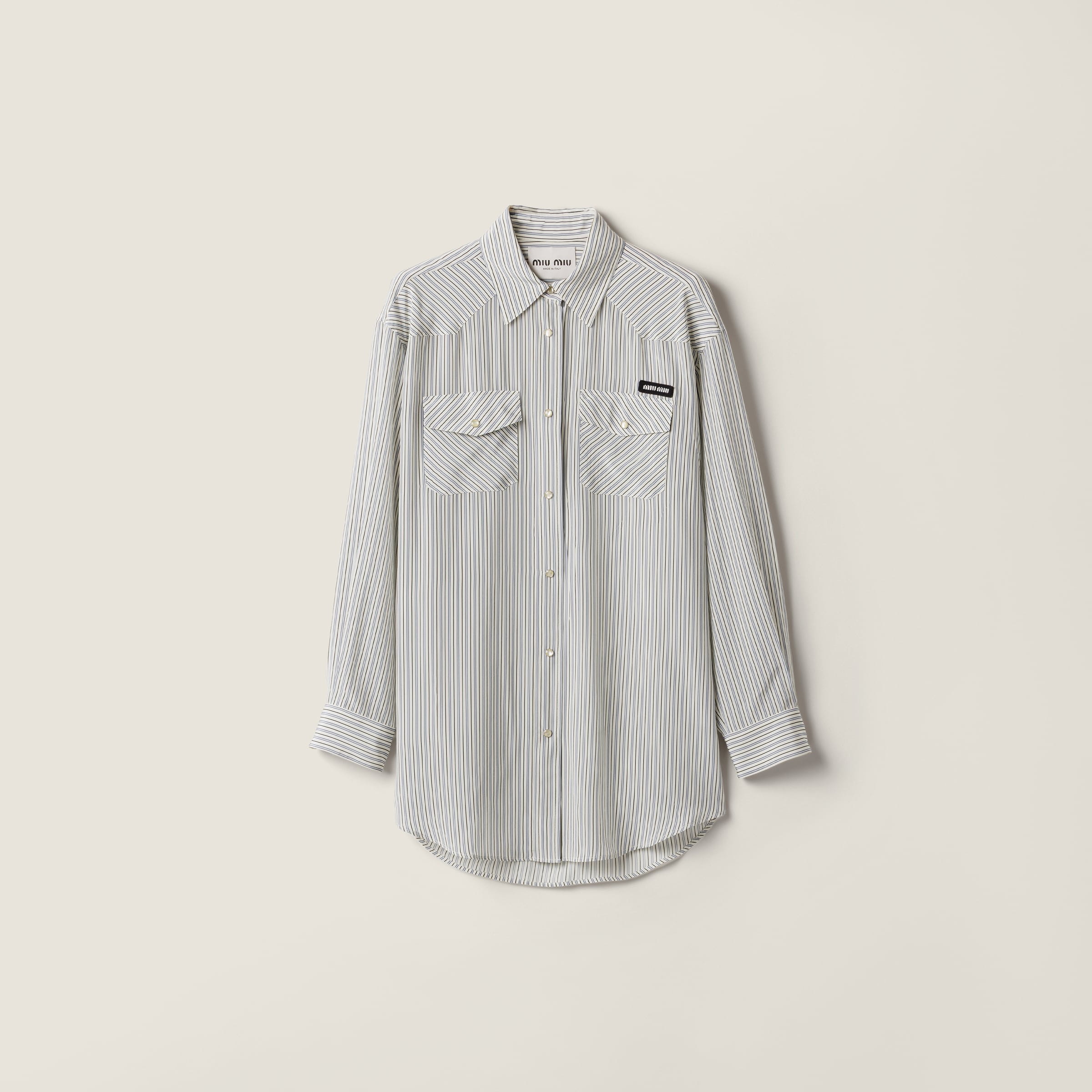 Miu Miu Crêpe De Chine Shirt In Multi