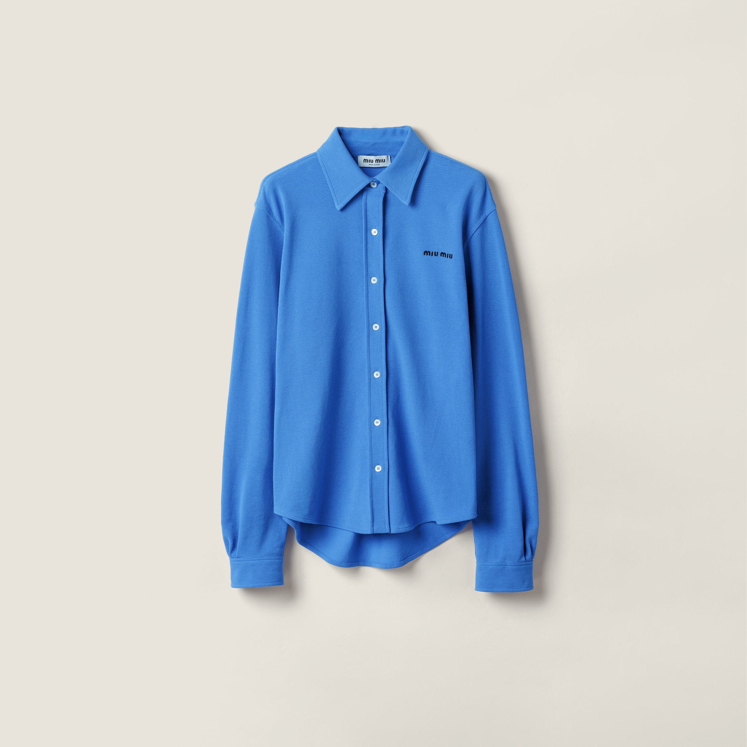 Miu Miu Cotton Piqué Shirt In Blue