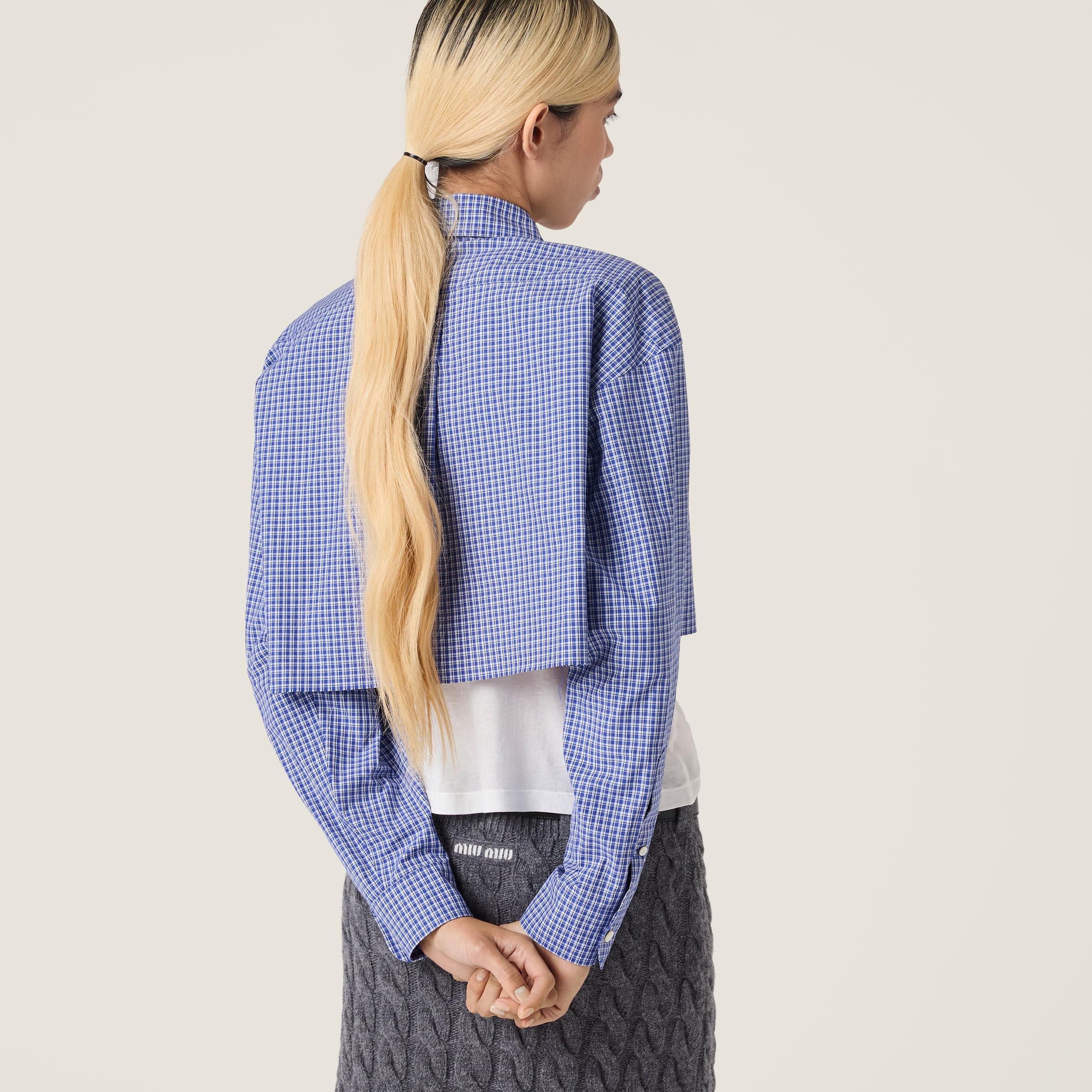 Miu Miu Checked Shirt In Blue
