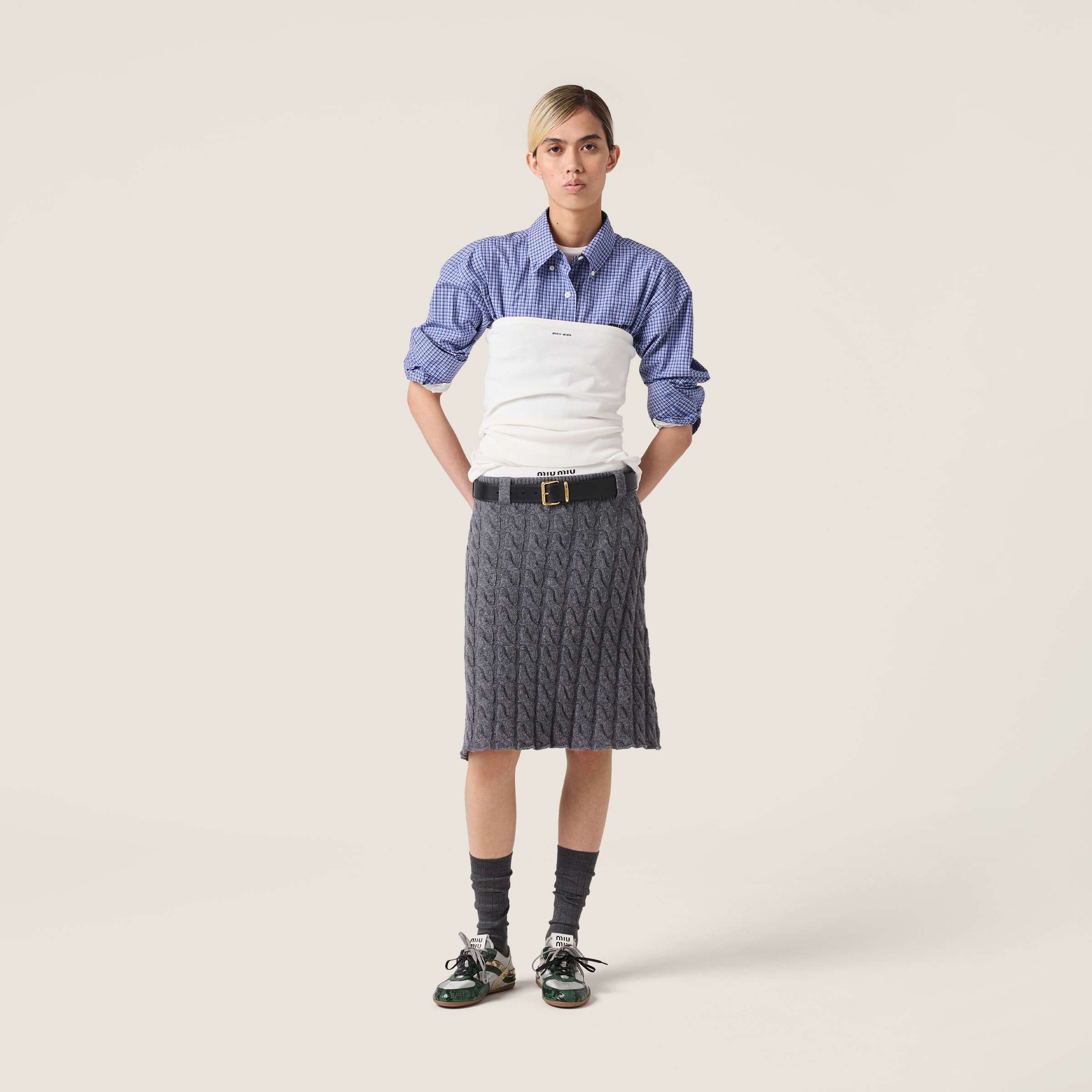 Miu Miu Checked Shirt In Blue