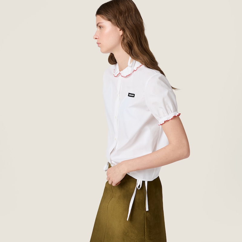 Embroidered poplin shirt