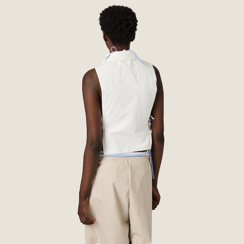 Chemise en popeline flammée à nouer sur le côté