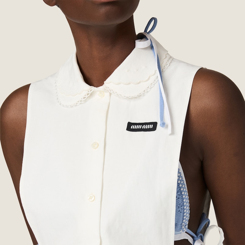 Chemise en popeline flammée à nouer sur le côté