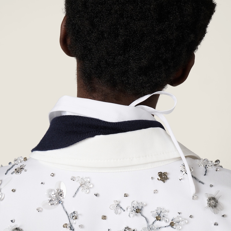 Embroidered gabardine and chino shirt