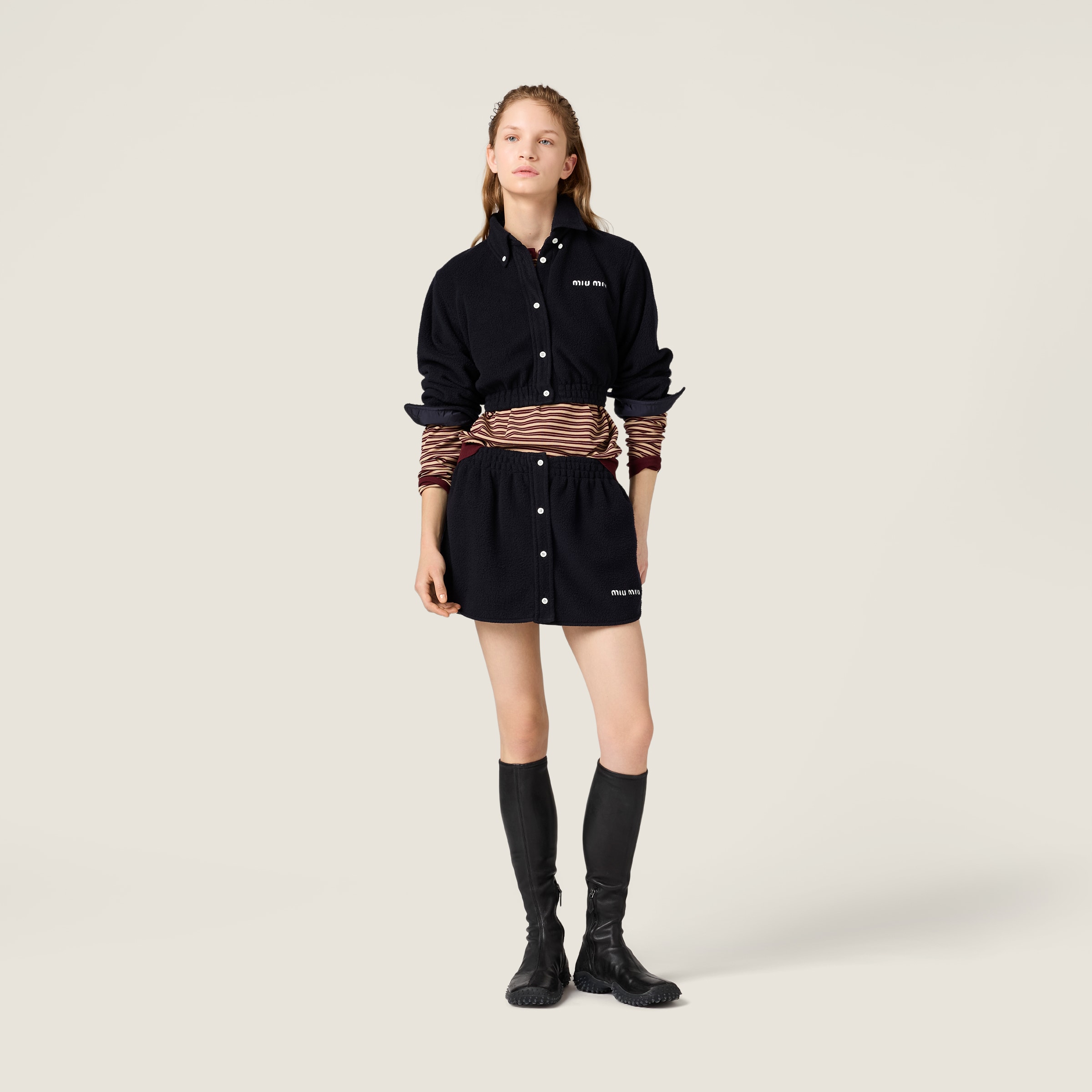 Navy Fleece Shirt | Miu Miu - United States