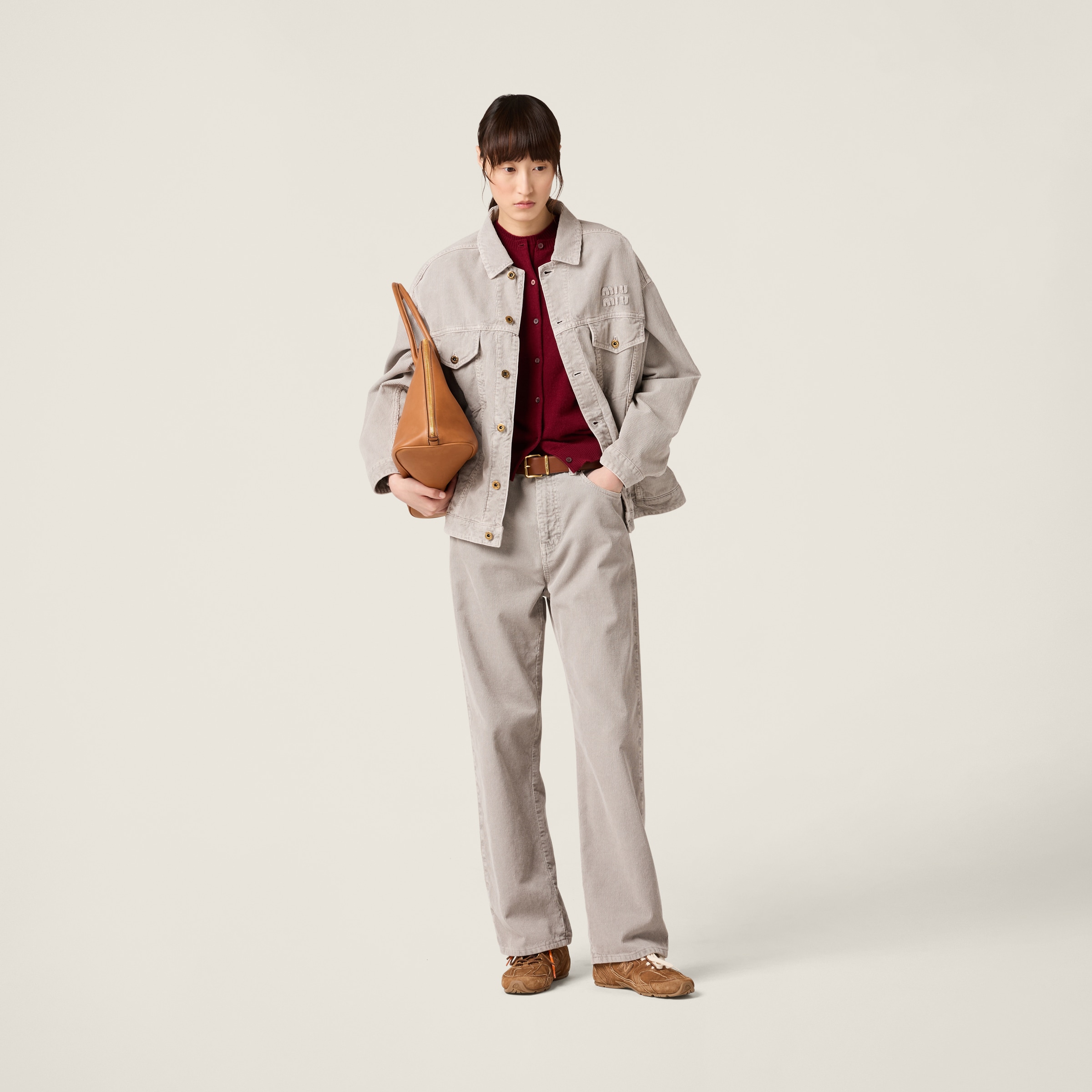Miu Miu Washed Velvet Blouson Jacket In Granite Gray