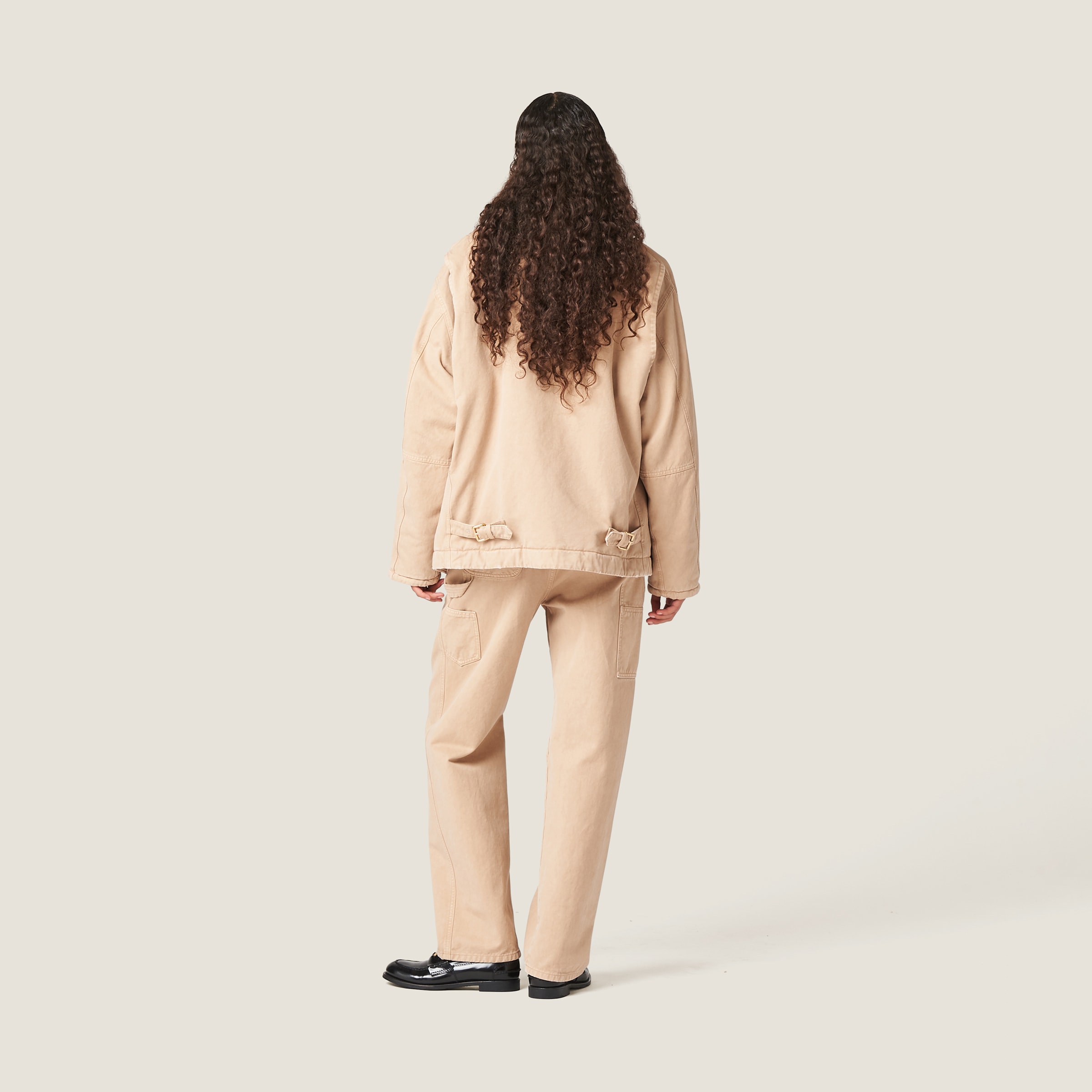 Miu Miu Embroidered Garment-dyed Gabardine Blouson Jacket In Albino White