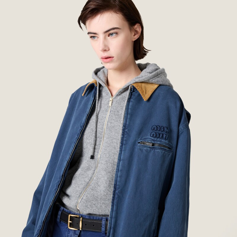 灯芯绒质感衣领华达呢工装夹克