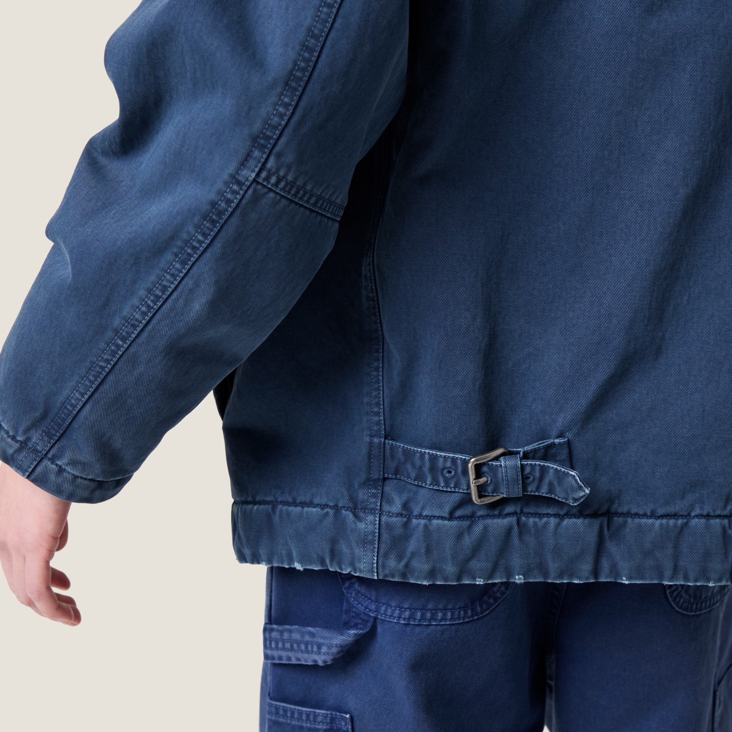 関税込 MiuMiu Gabardine trucker jacket with corduroy collar Indigo Blue Gabardine Trucker Jacket With Corduroy Collar